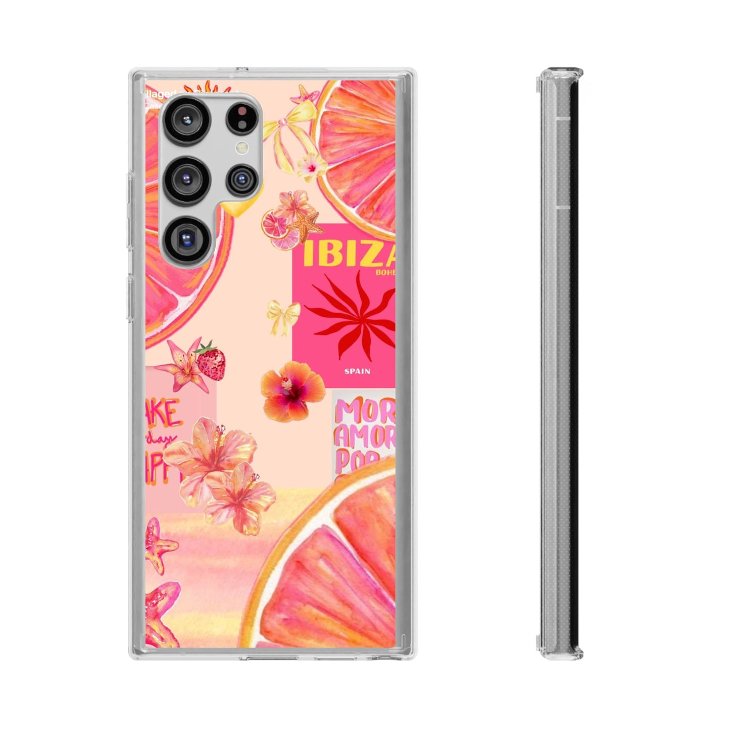 Clear Impact Phone Case — Pink Ibiza Citrus Floral Design