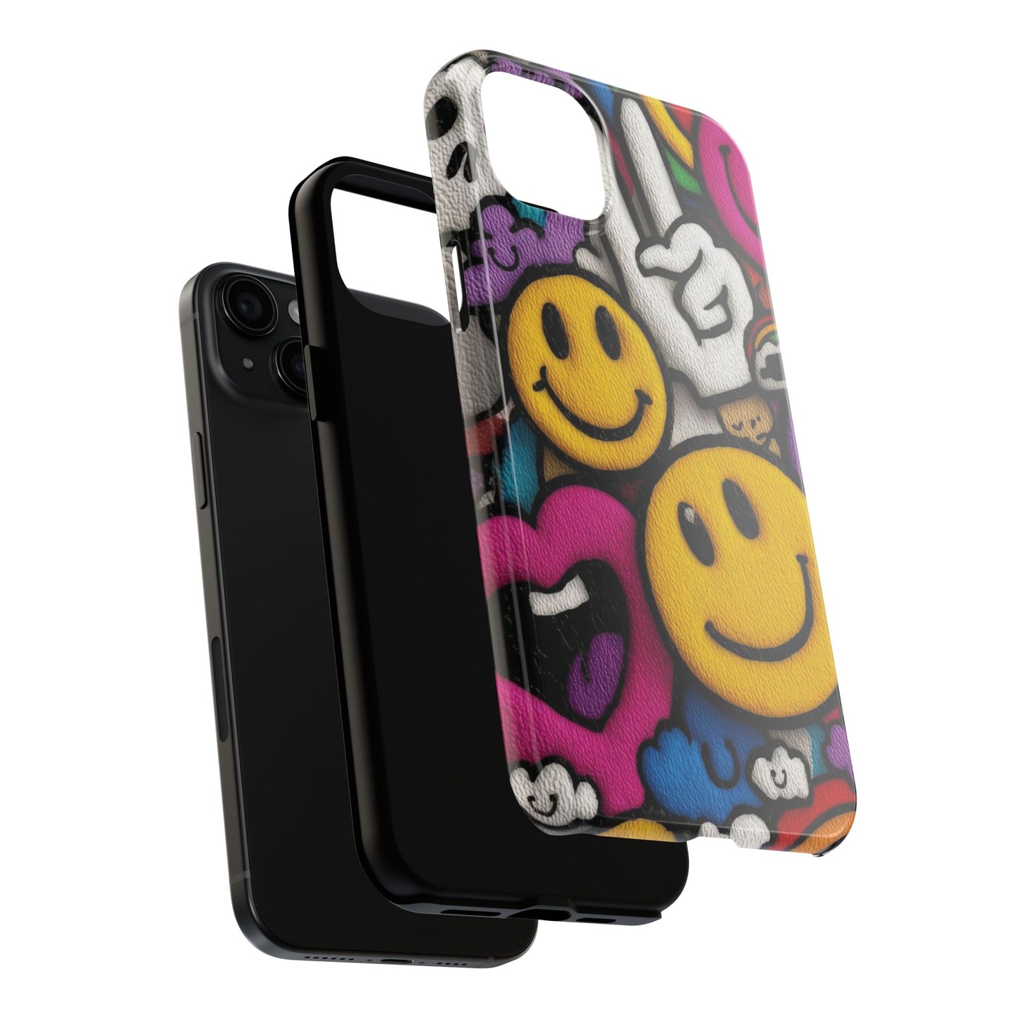 Smiley Graffiti Tough Phone Case – Colorful Urban Art Protection