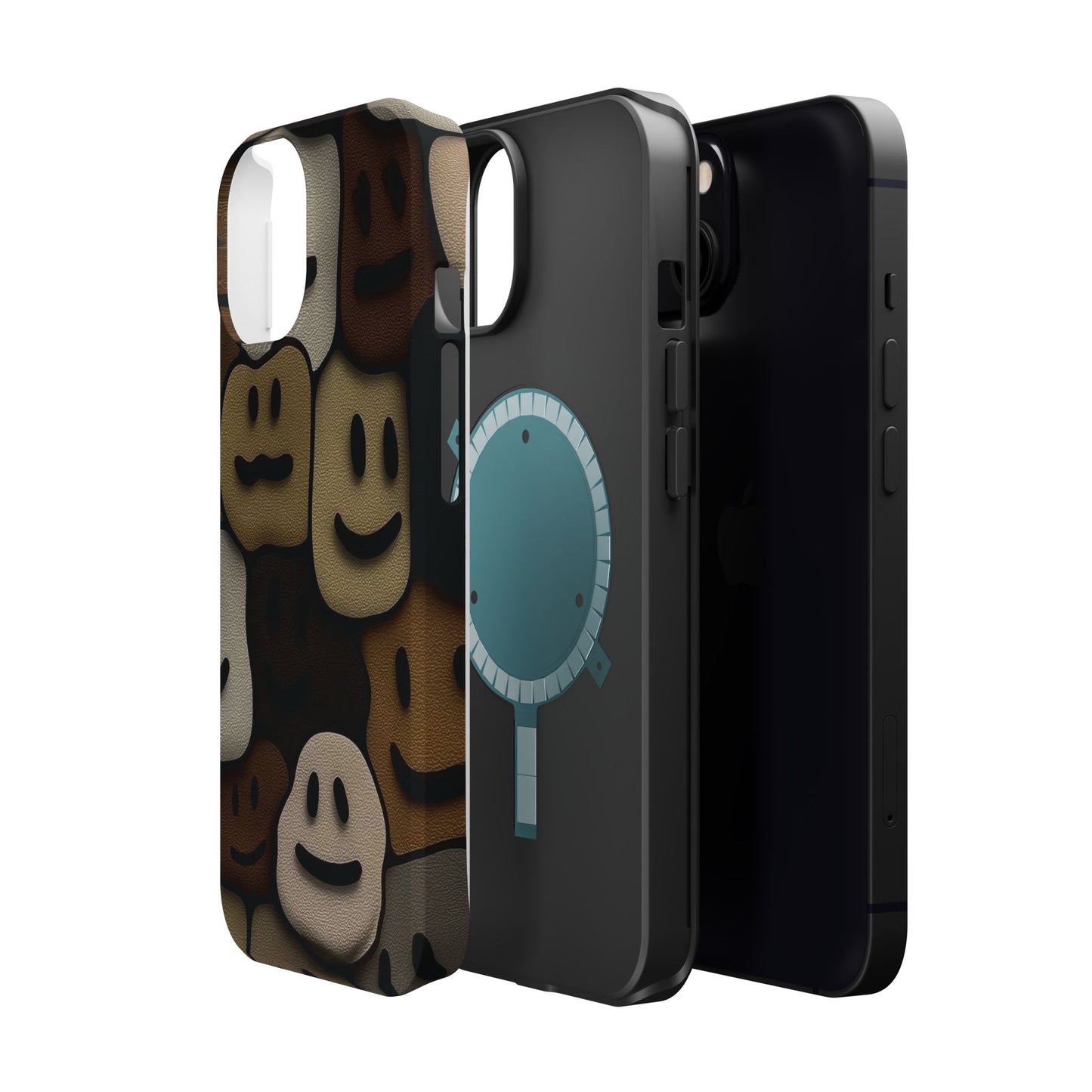 Magnetic Impact-Resistant Case — Brown Smiley Tile Phone Cover