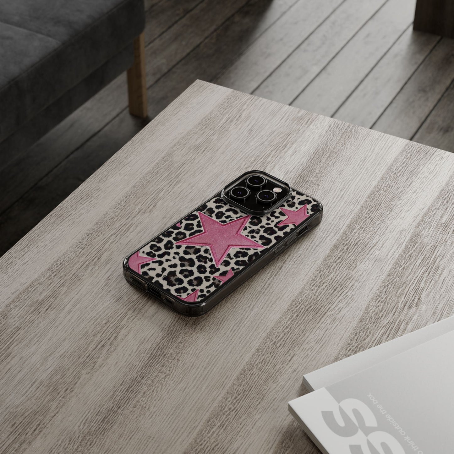 Pink Star Leopard Clear Impact Phone Case