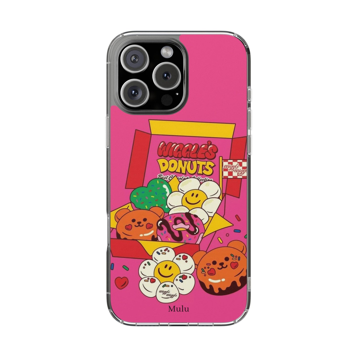 Donut Box Cute Phone Case — Clear Impact‑Resistant iPhone Cover with Smiling Donuts