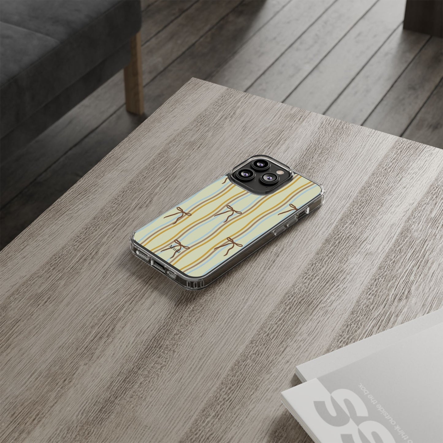 Ballet Ribbon Stripe Clear Impact Phone Case — Pastel Yellow Protective Cover