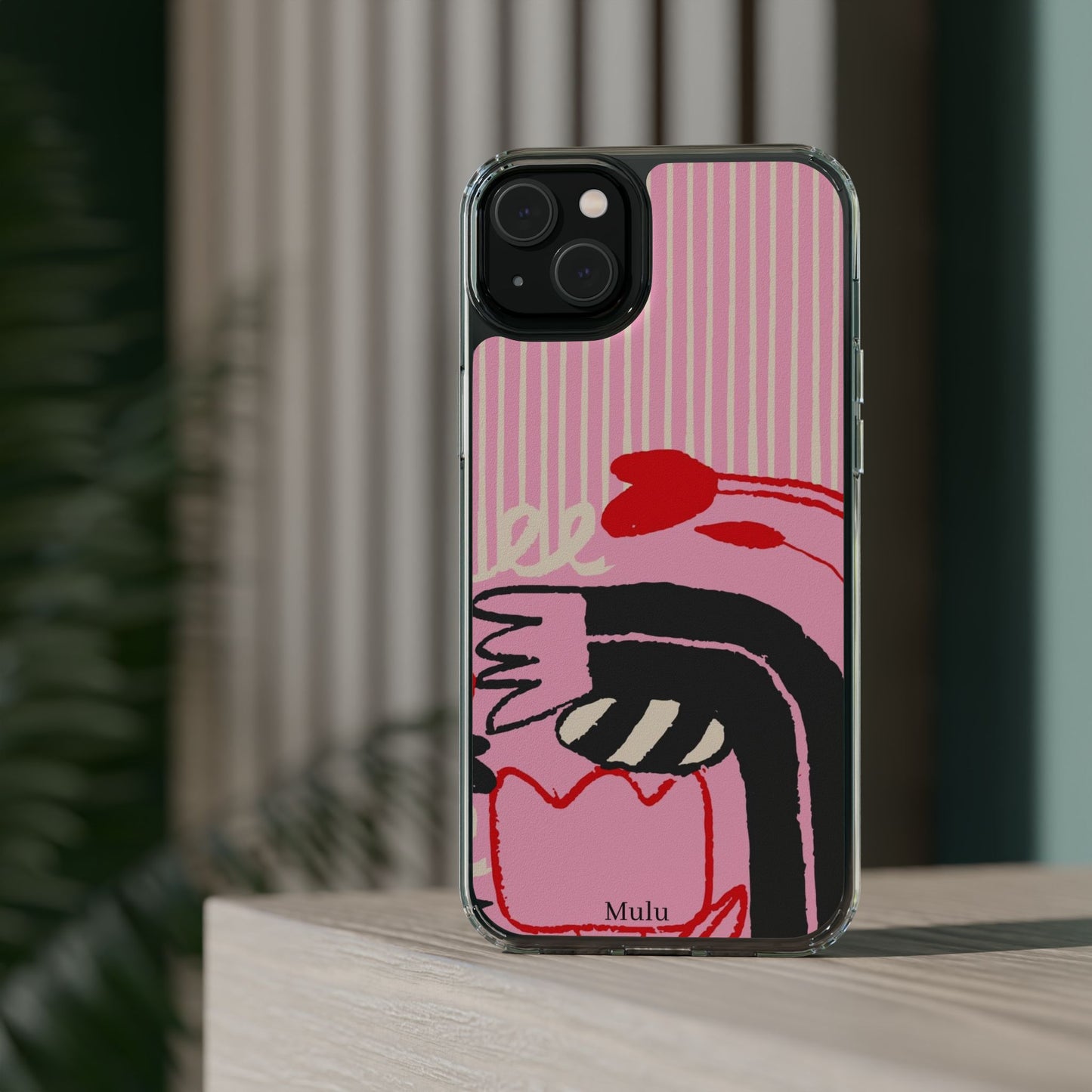 Clear Impact-Resistant Case — Pink Cute Heart Cartoon Design