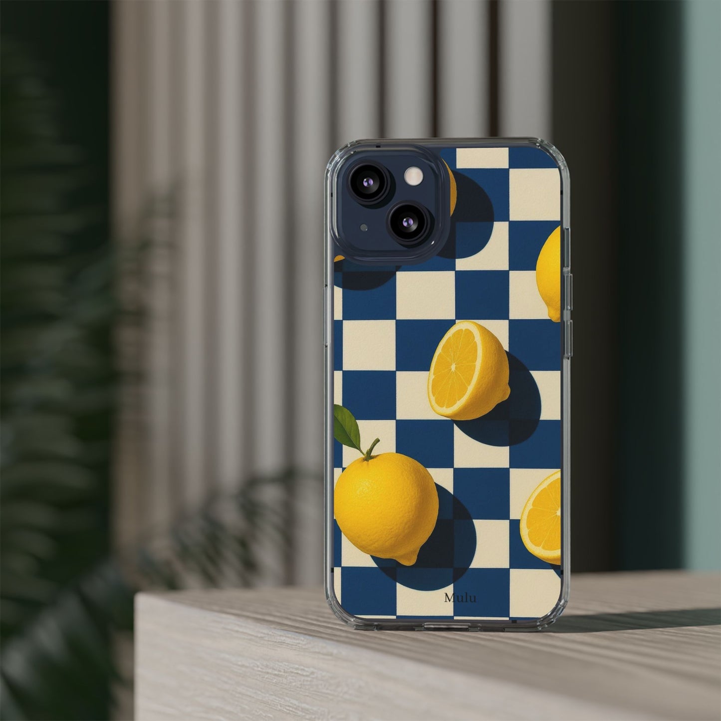 Clear Impact-Resistant Case — Retro Checkered Lemons Phone Case