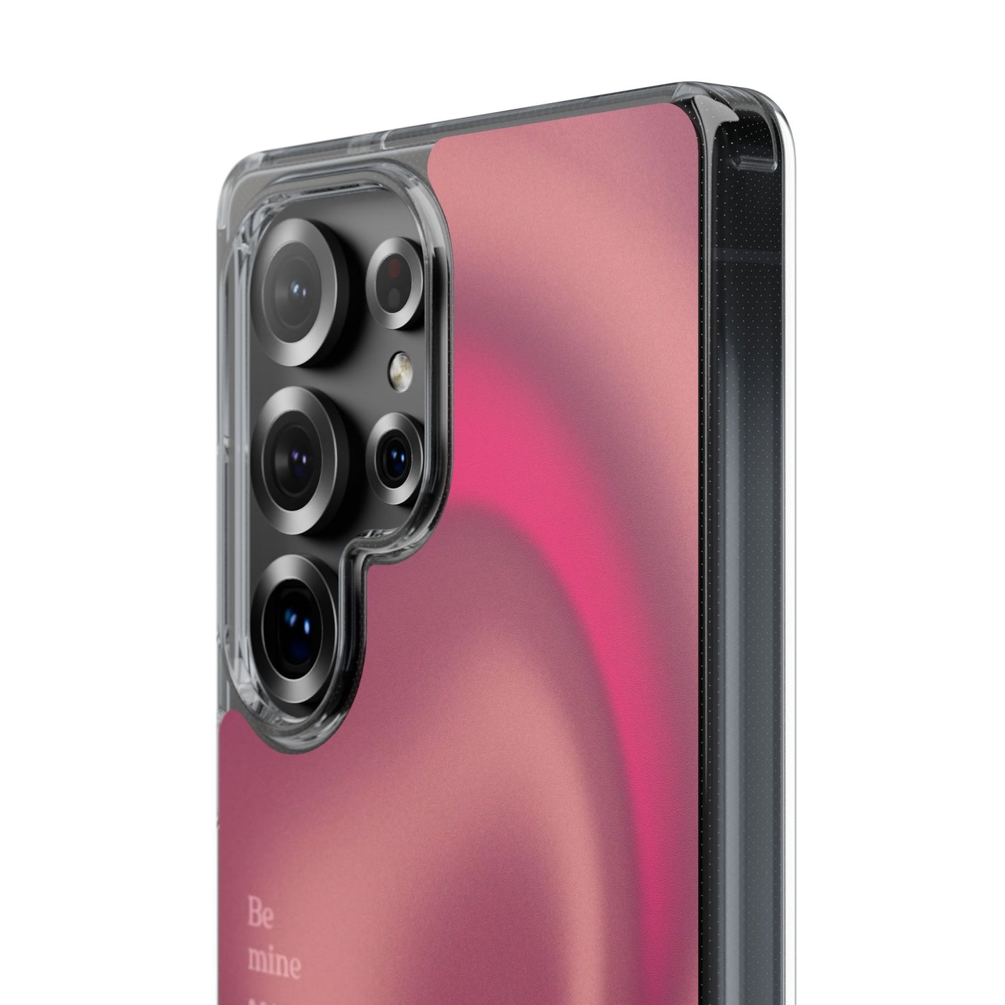 Clear Impact Phone Case — Pink Satin Swirl "Be mine" Design
