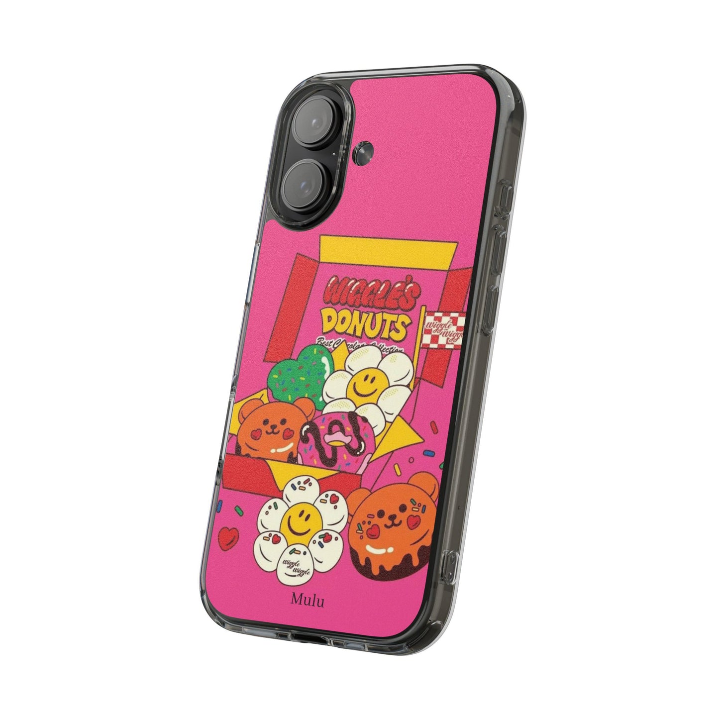 Donut Box Cute Phone Case — Clear Impact‑Resistant iPhone Cover with Smiling Donuts