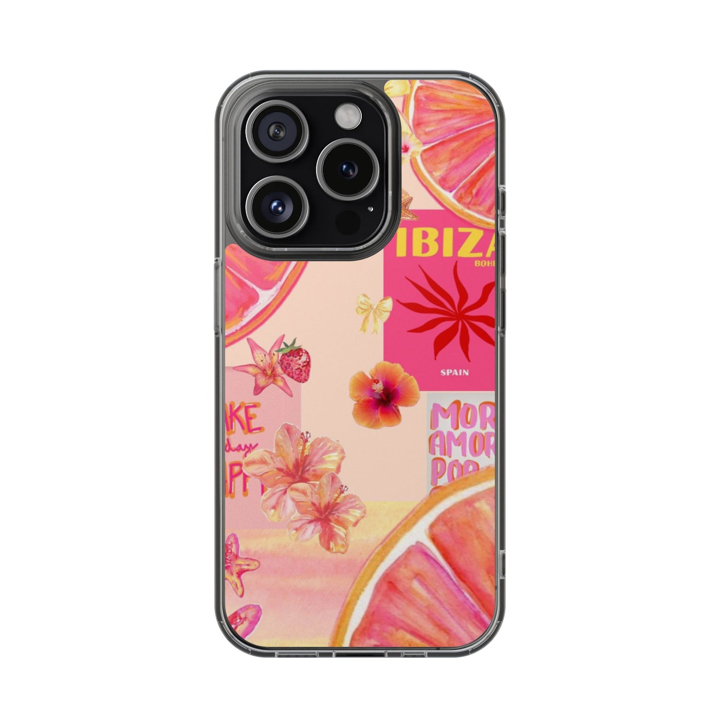 Clear Impact Phone Case — Pink Ibiza Citrus Floral Design