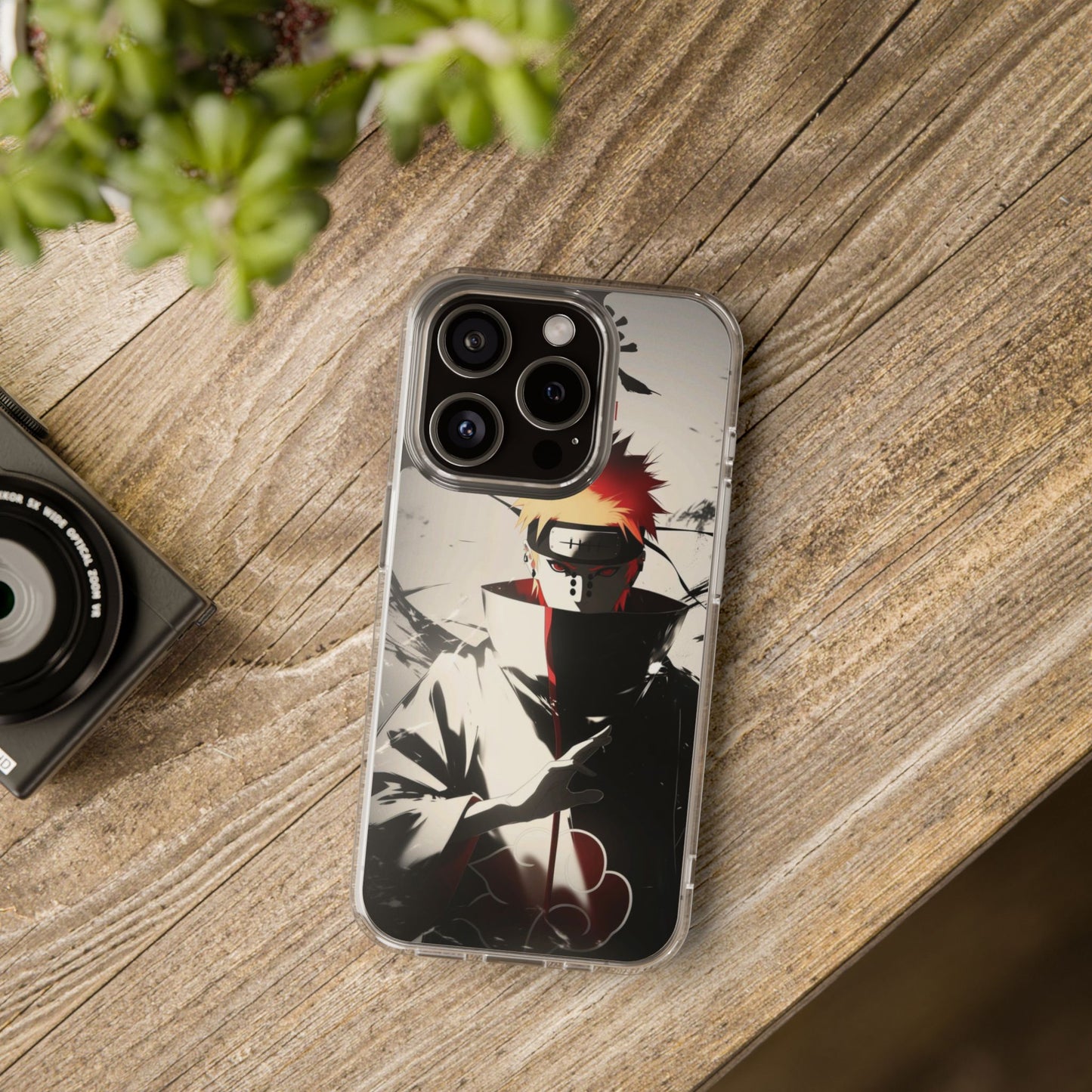 Clear Impact-Resistant Phone Case — Anime Akatsuki Shadow Design