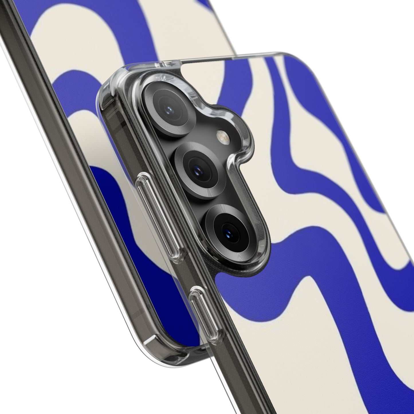 Clear Impact-Resistant Case — Blue Abstract Wavy Pattern