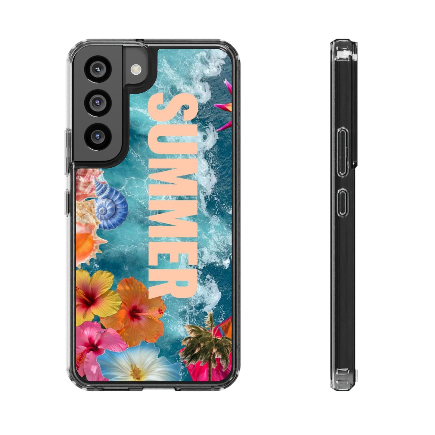 Summer Floral Clear Impact Phone Case — "SUMMER" Tropical Hibiscus Design