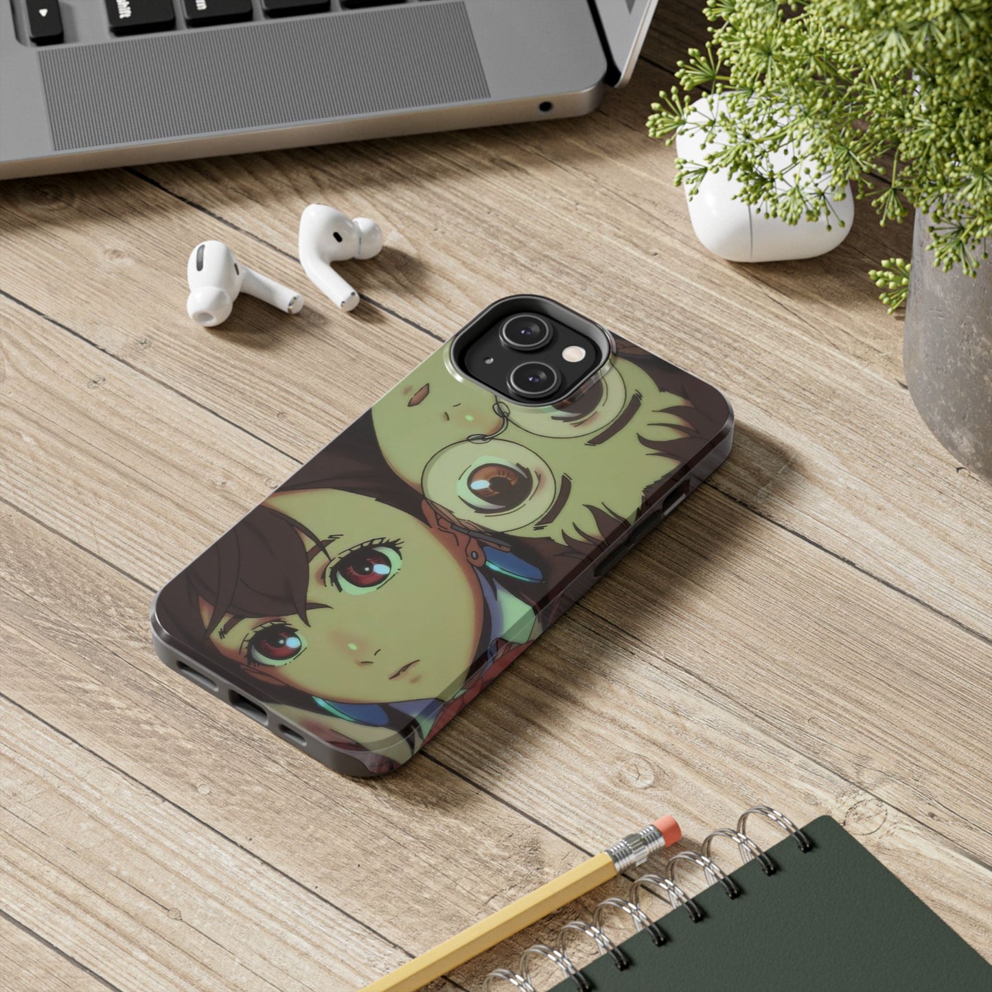 Anime Duo Tough Phone Case — Cute Chibi Sisters Protective Cover