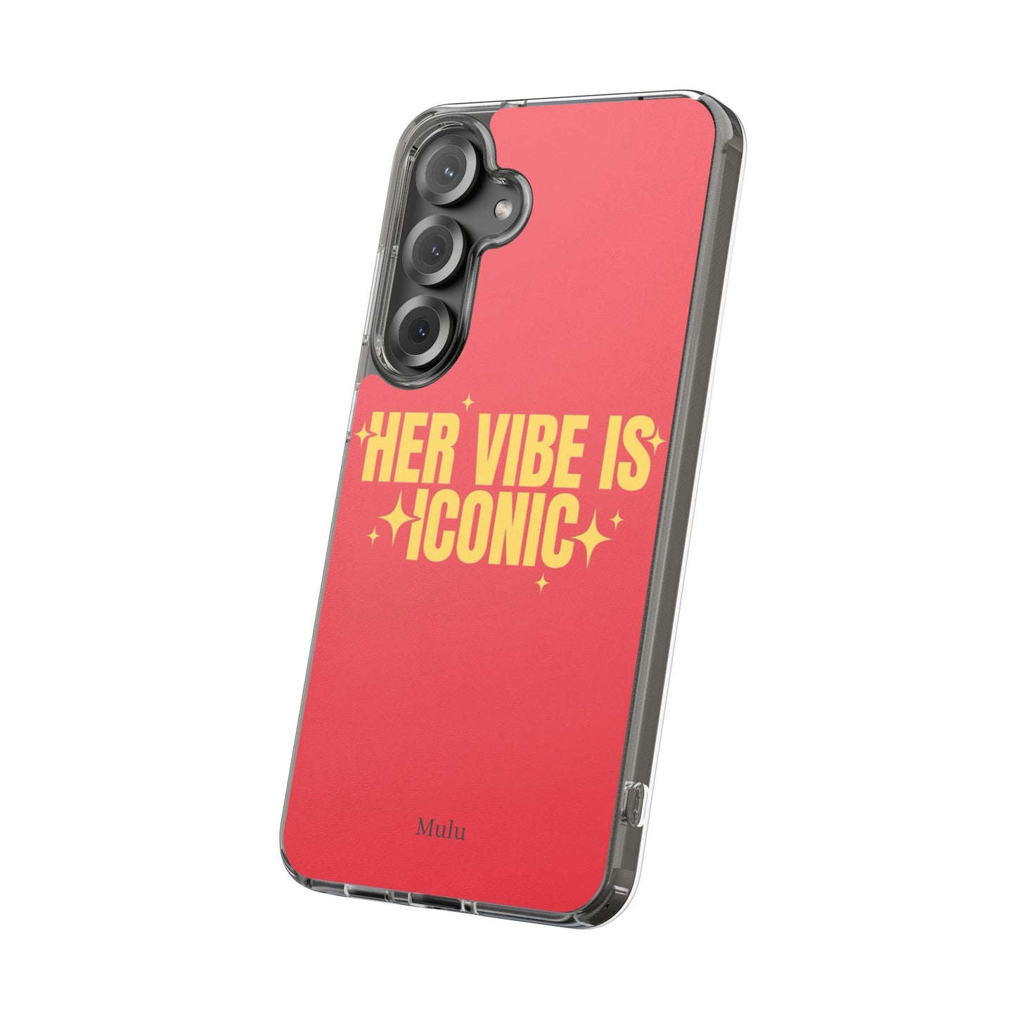 Clear Impact-Resistant Phone Case — "Her Vibe Is Iconic" Red Protective Cover