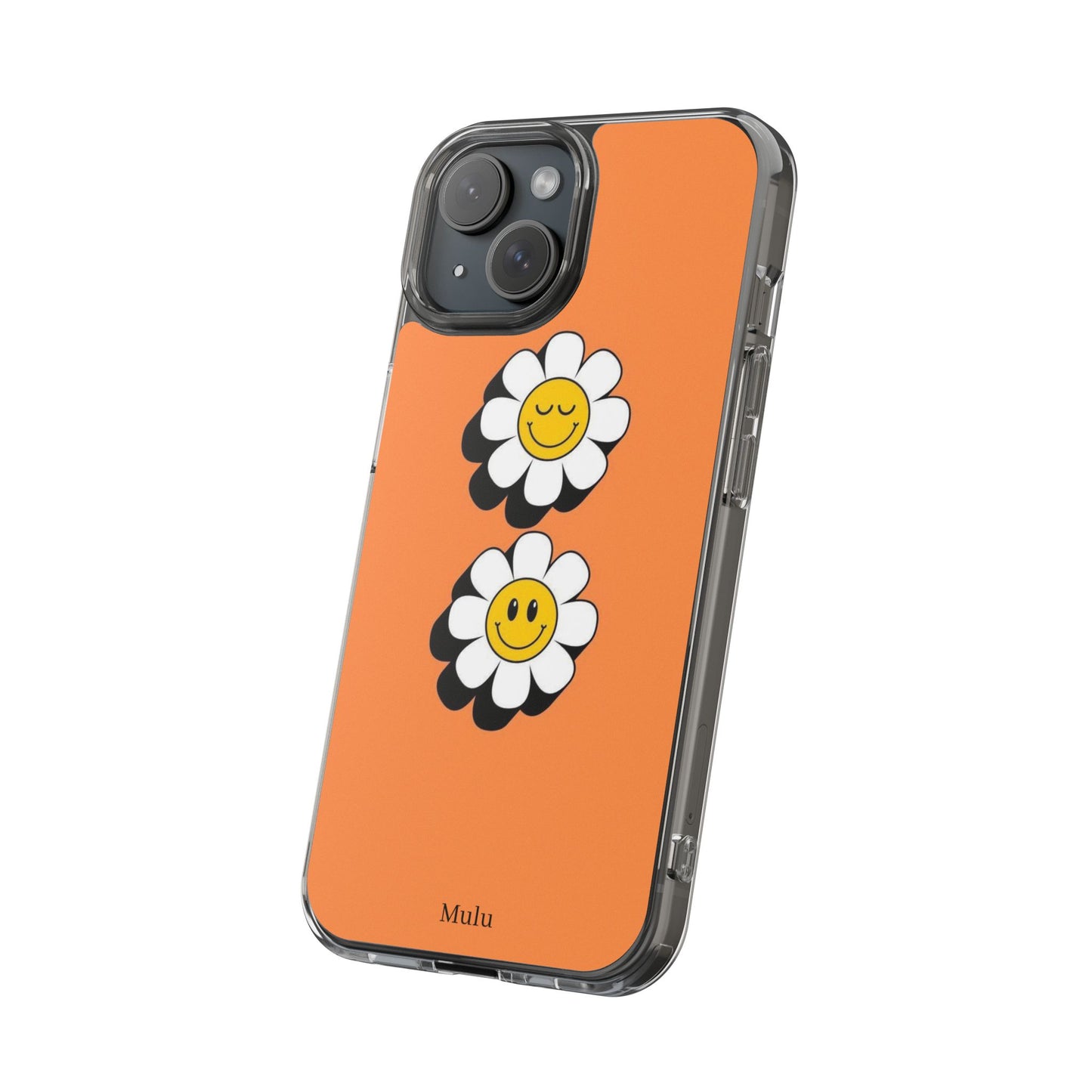 Phone Case — Orange Smiley Daisy Clear Impact‑Resistant Case