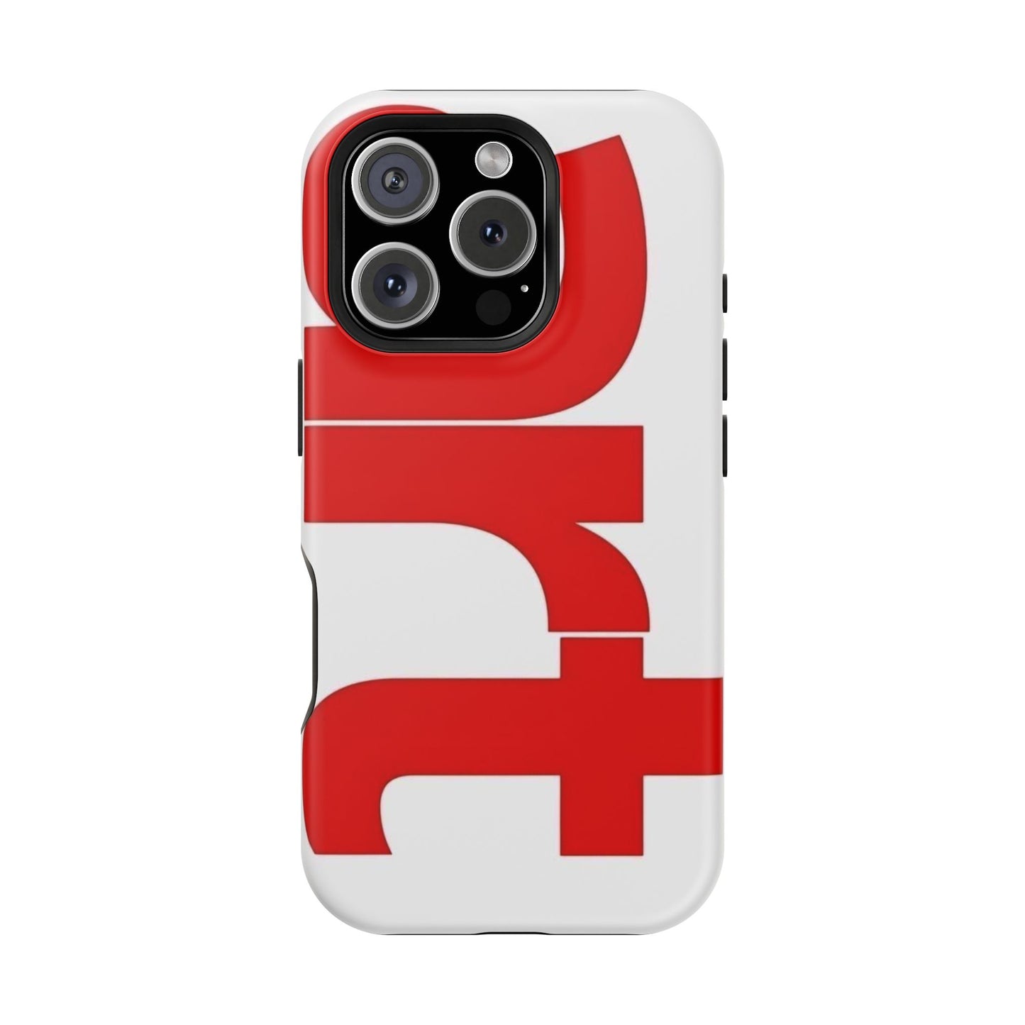 Magnetic Impact-Resistant Phone Case — Bold Red Typographic Design