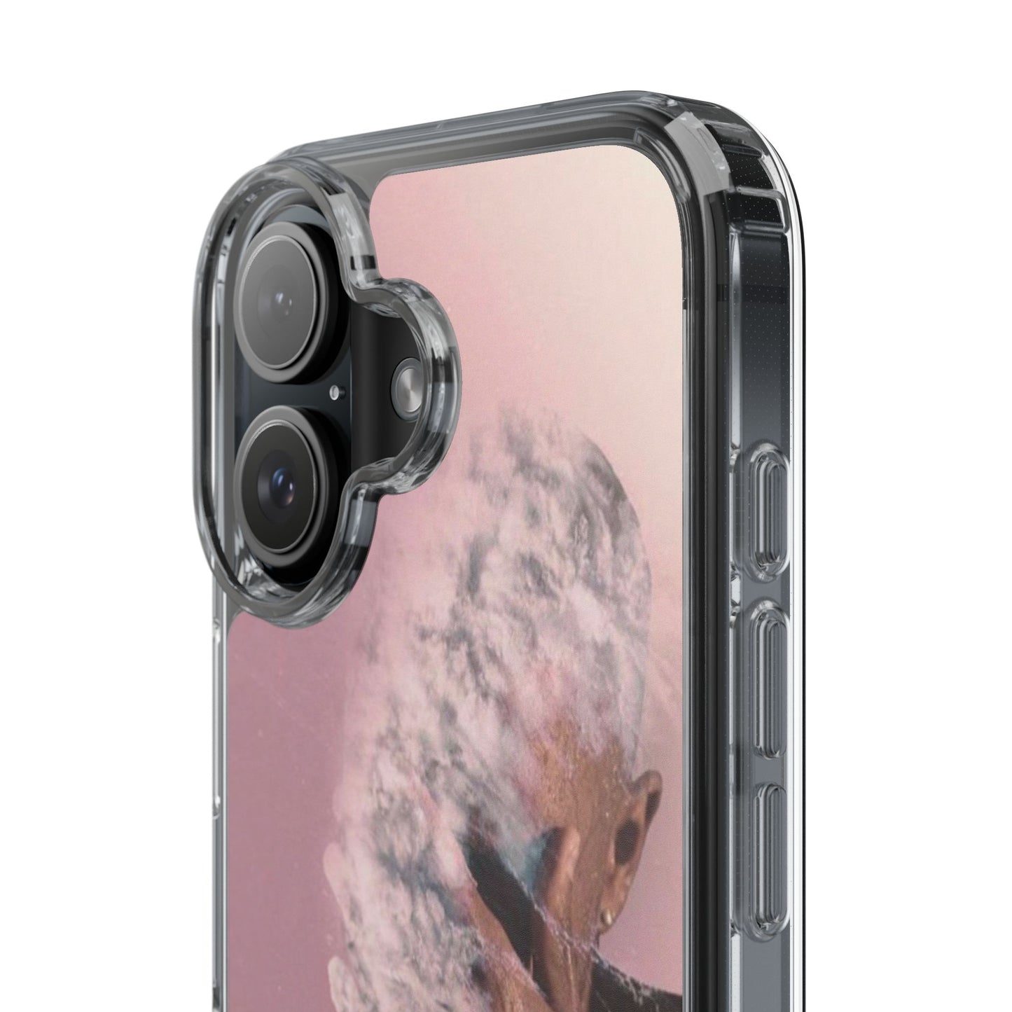 Clear Phone Case — Pink Floral Smoke Art iPhone Case