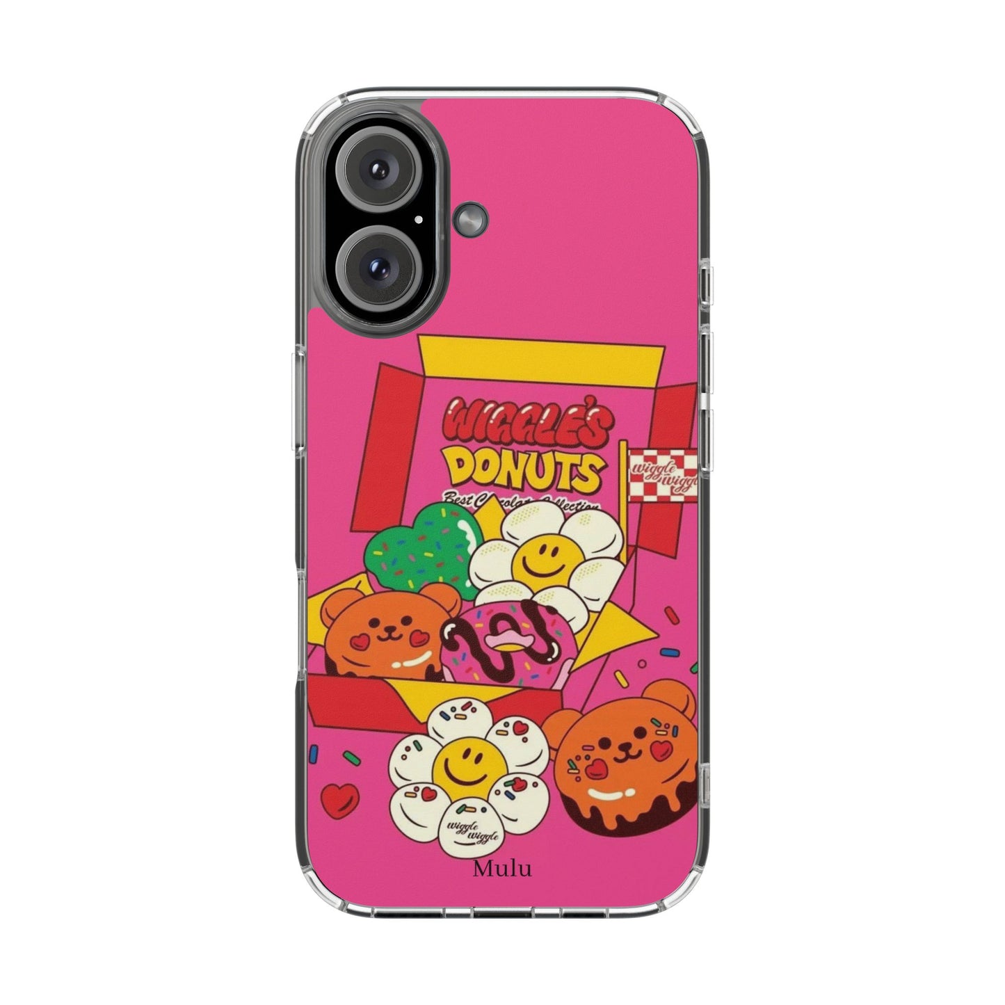 Donut Box Cute Phone Case — Clear Impact‑Resistant iPhone Cover with Smiling Donuts