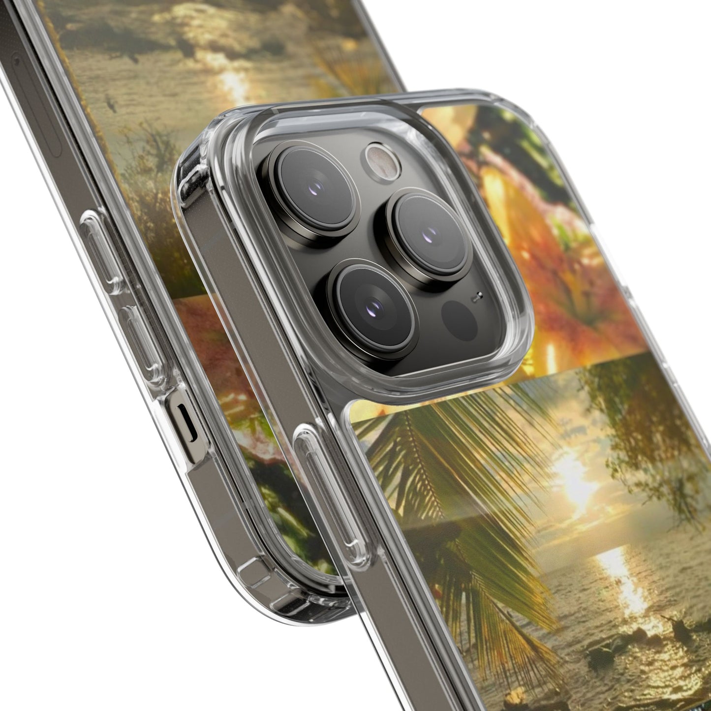 Tropical Sunset Phone Case — Floral Surfboard Clear iPhone Case