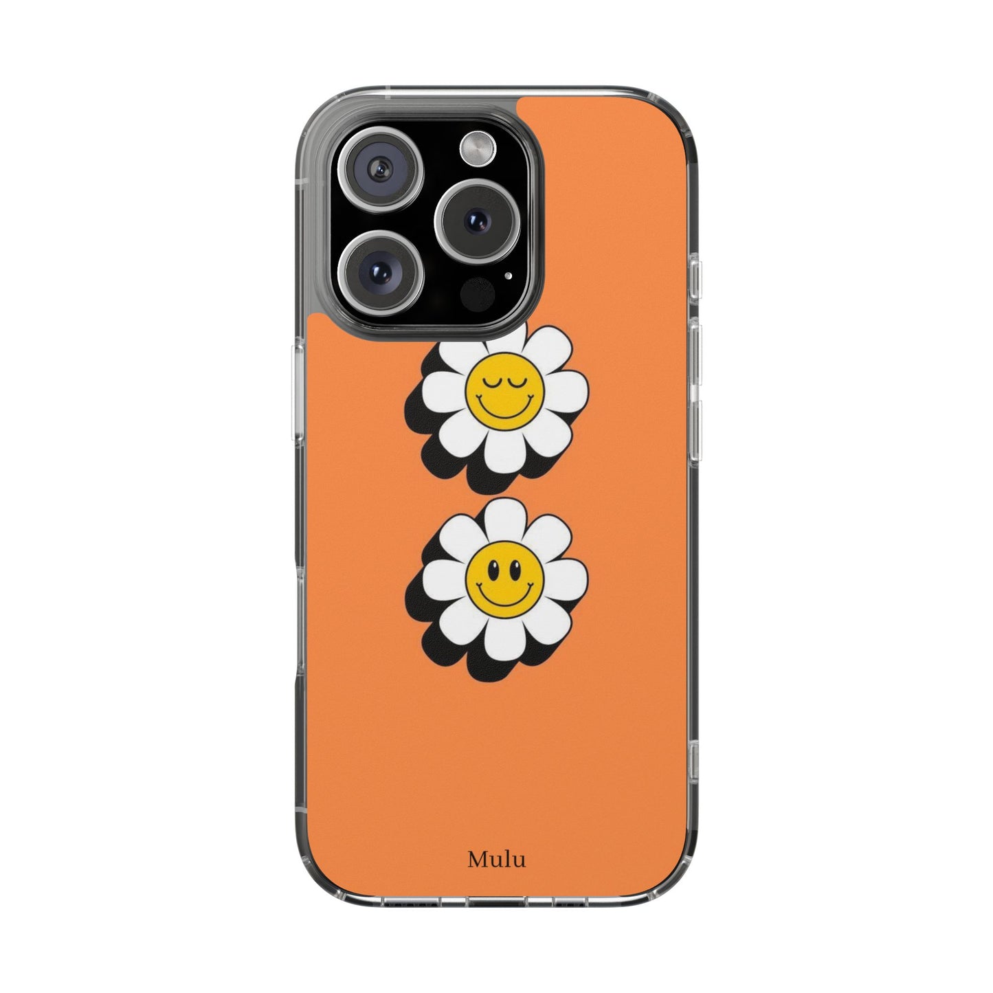 Phone Case — Orange Smiley Daisy Clear Impact‑Resistant Case