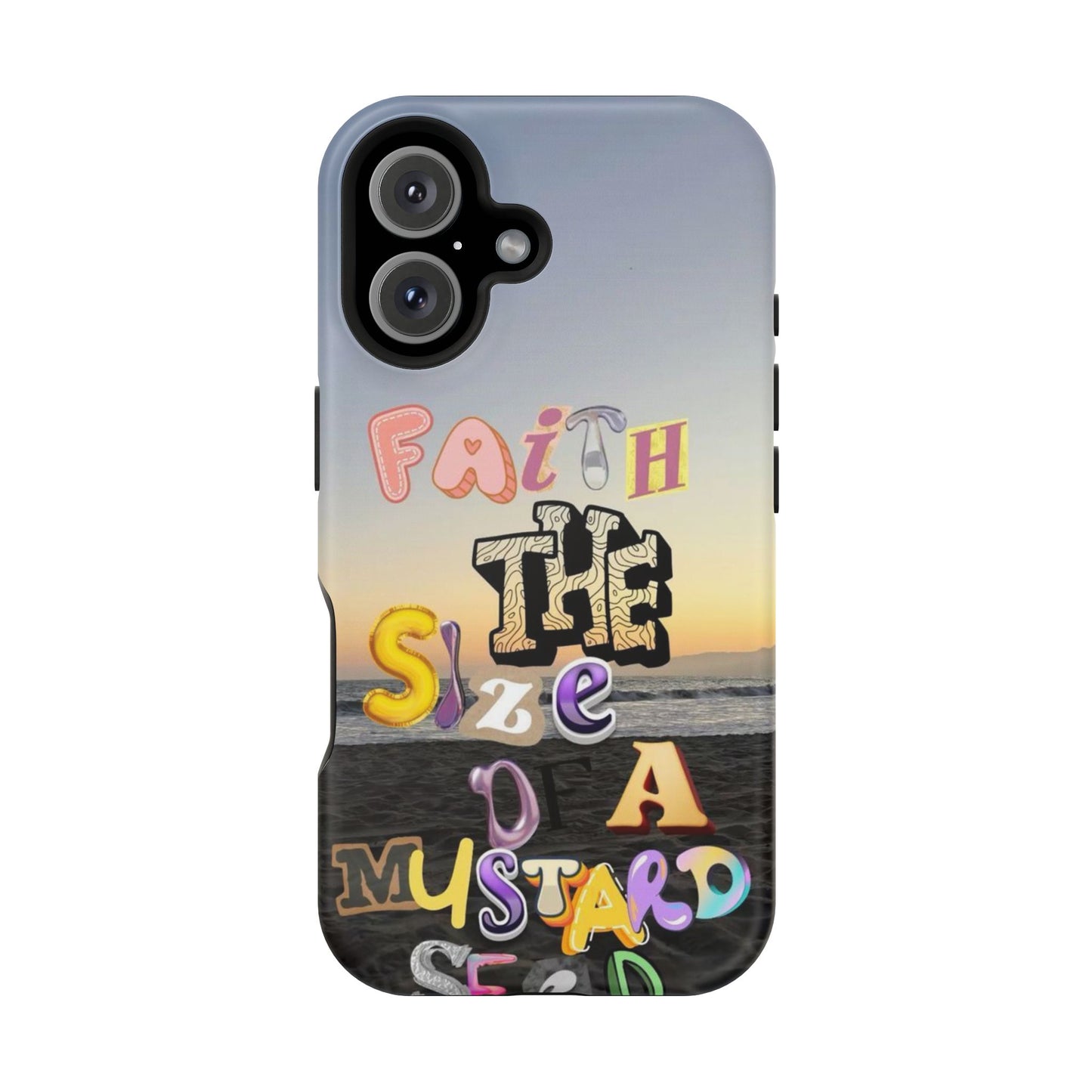 Magnetic Impact-Resistant Phone Case — "Faith the Size of a Mustard Seed" Sunset Design