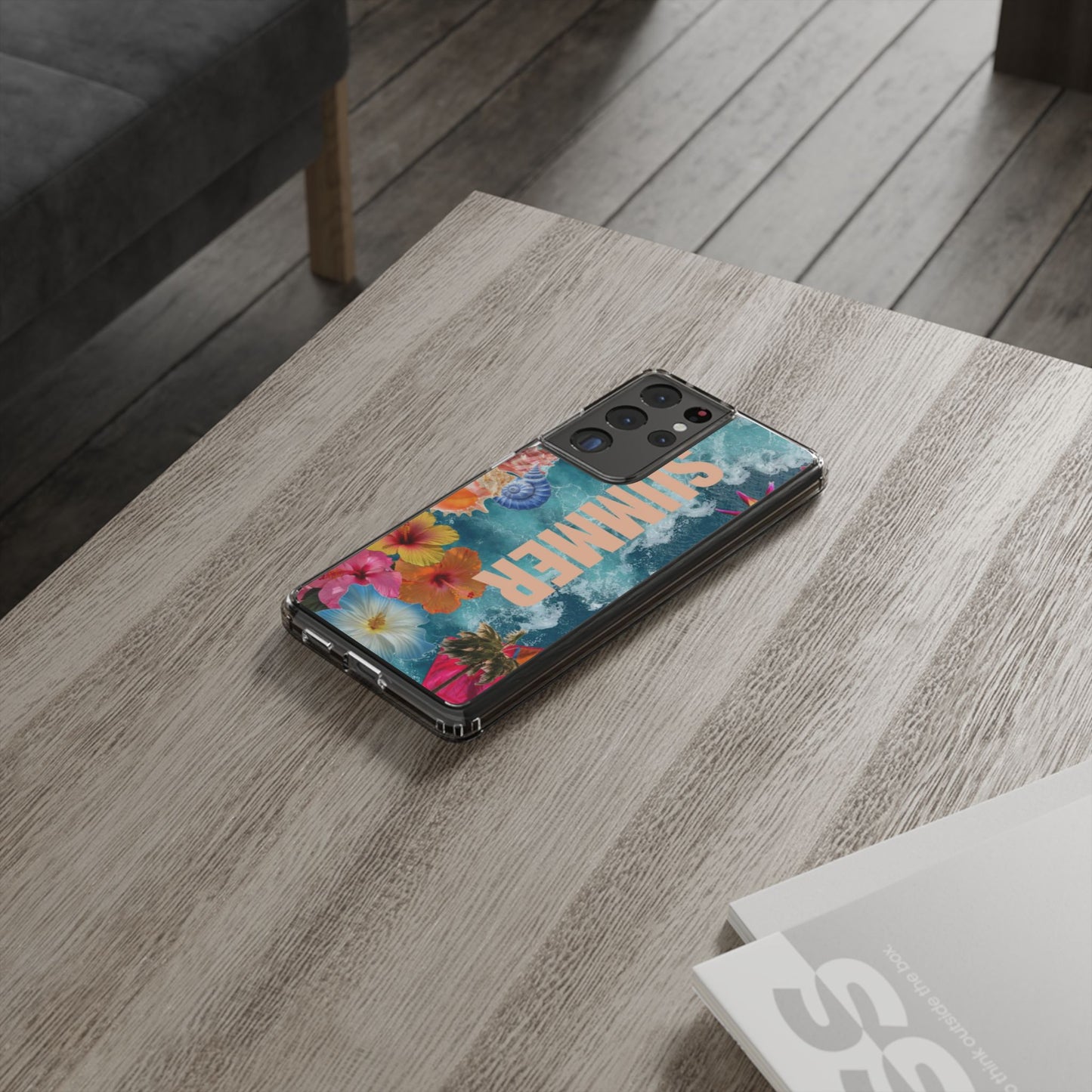 Summer Floral Clear Impact Phone Case — "SUMMER" Tropical Hibiscus Design