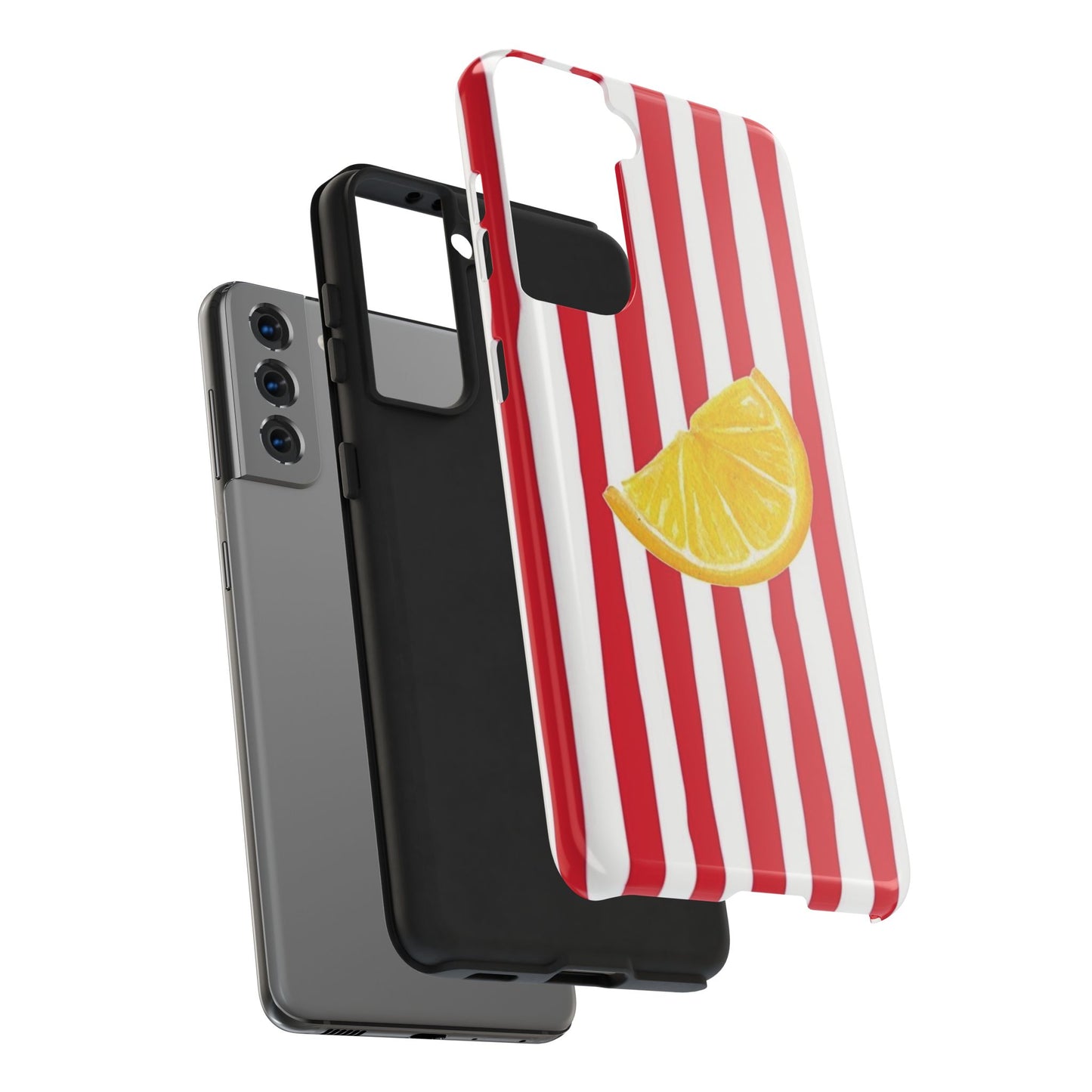 Lemon Slice Red & White Stripe Tough Phone Case