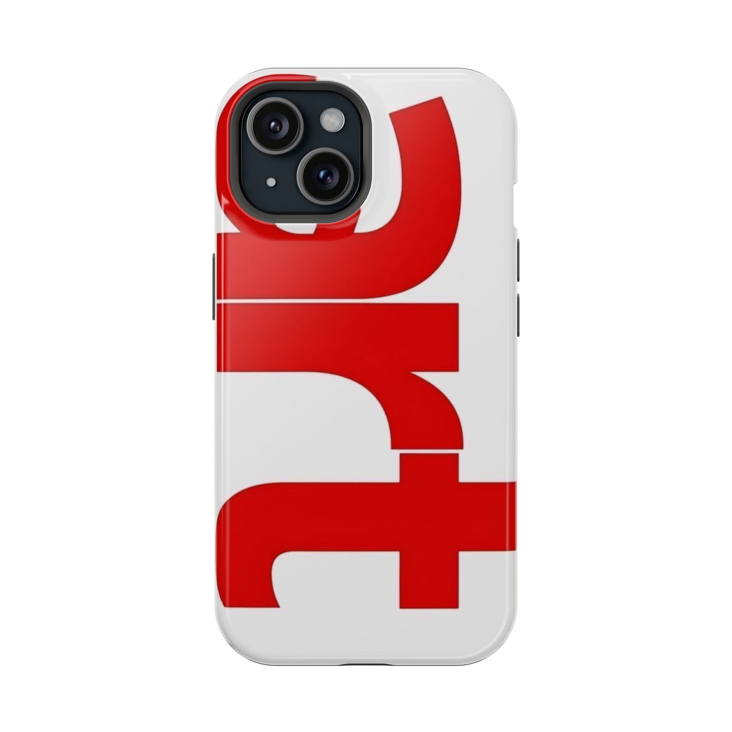 Magnetic Impact-Resistant Phone Case — Bold Red Typographic Design