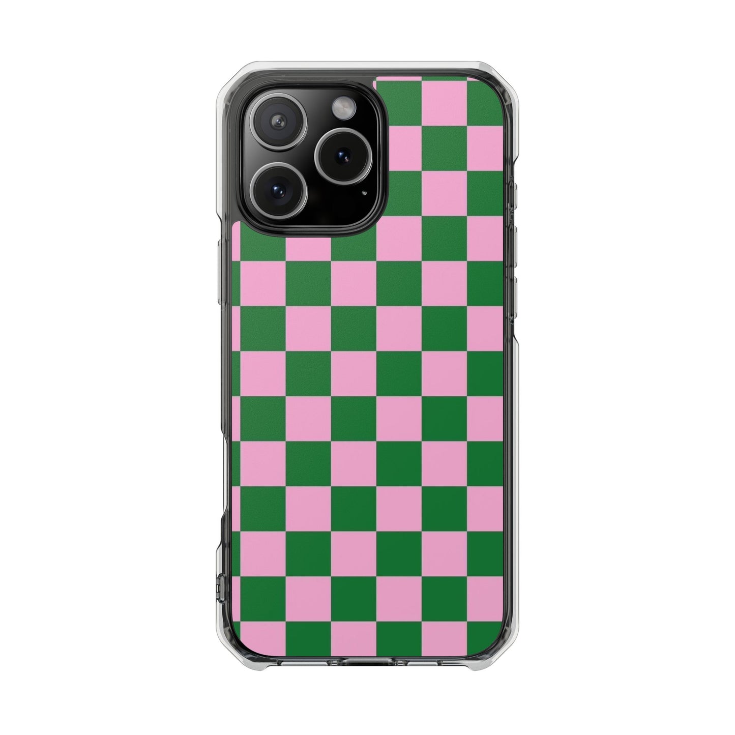 Pink & Green Checkerboard Magnetic Clear Phone Case