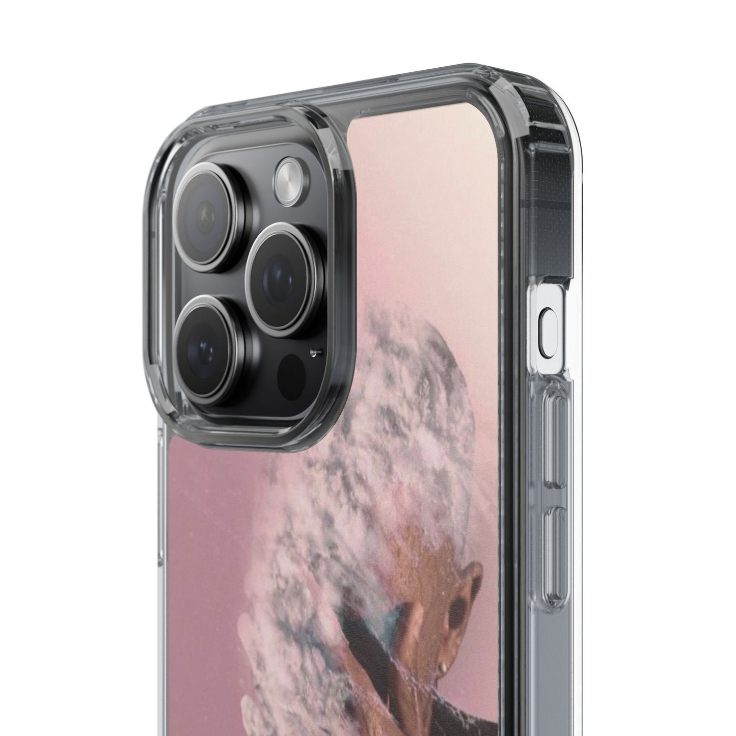 Clear Phone Case — Pink Floral Smoke Art iPhone Case