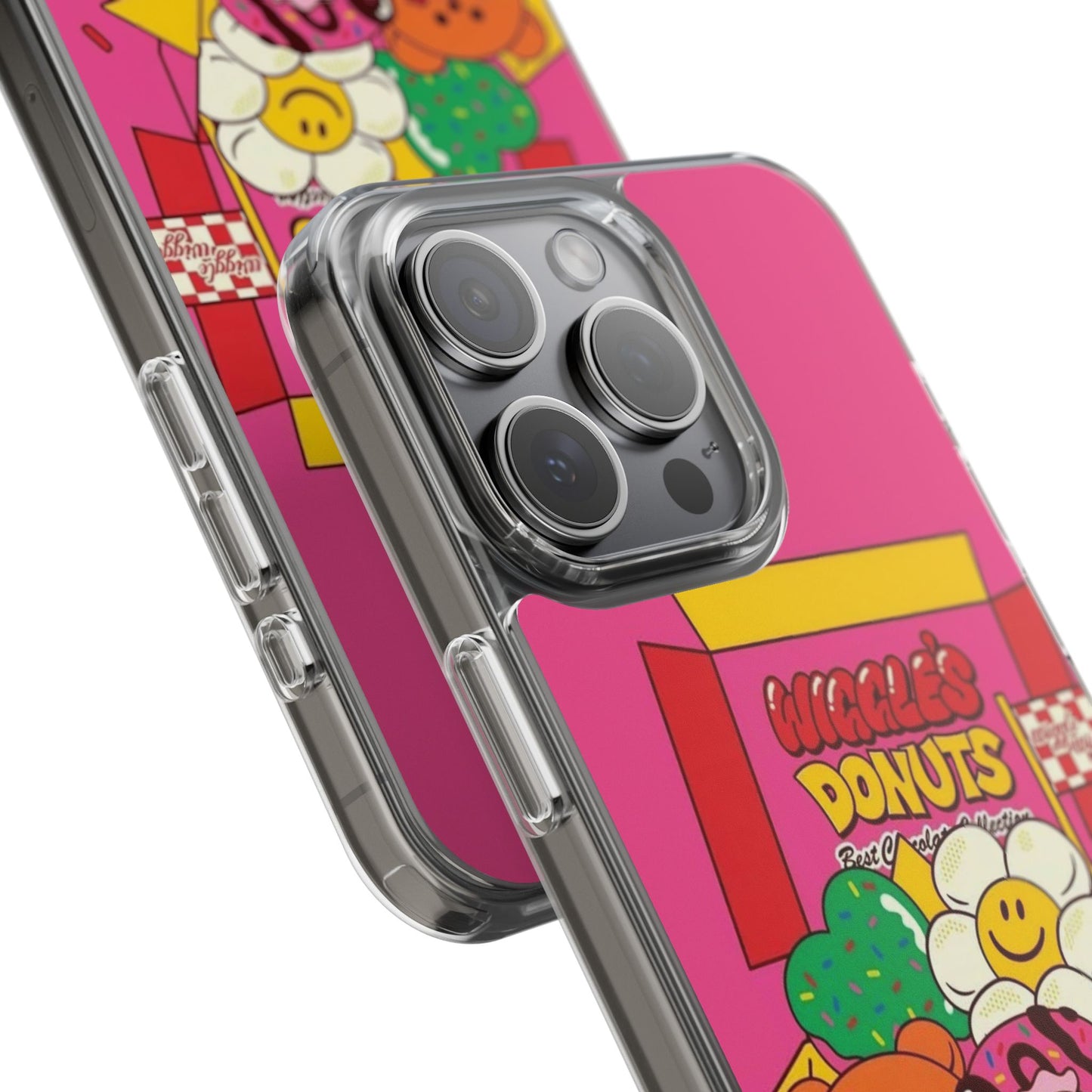 Donut Box Cute Phone Case — Clear Impact‑Resistant iPhone Cover with Smiling Donuts