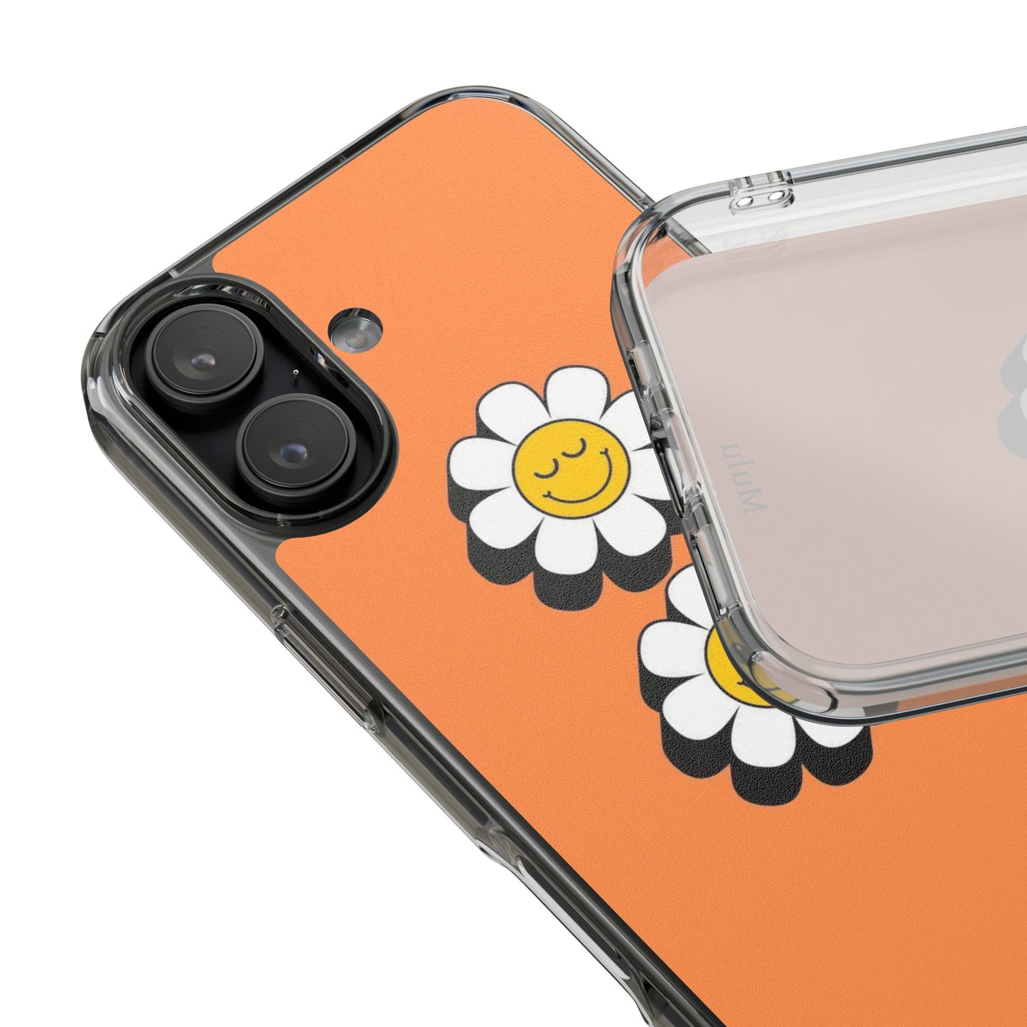 Phone Case — Orange Smiley Daisy Clear Impact‑Resistant Case