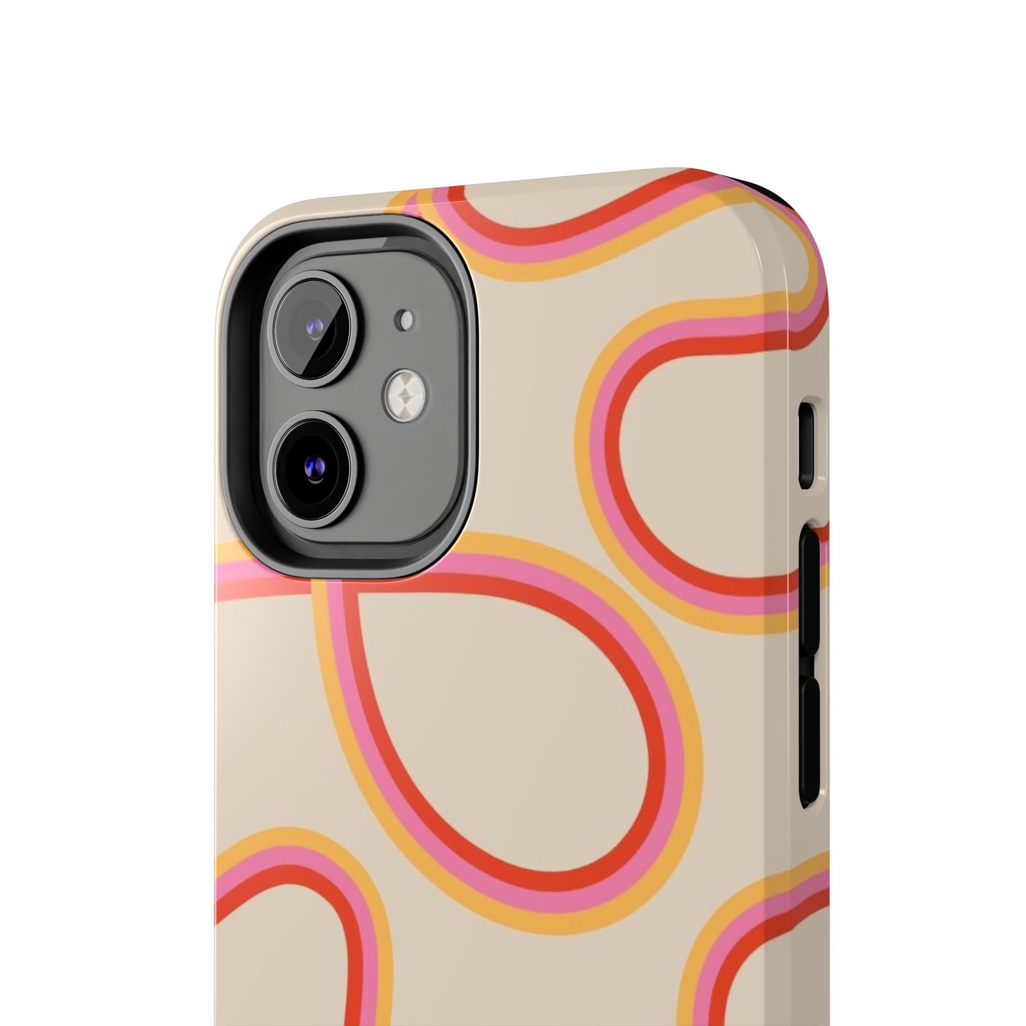 Retro Swirl Tough Phone Case — Beige Pink Orange Abstract Protection