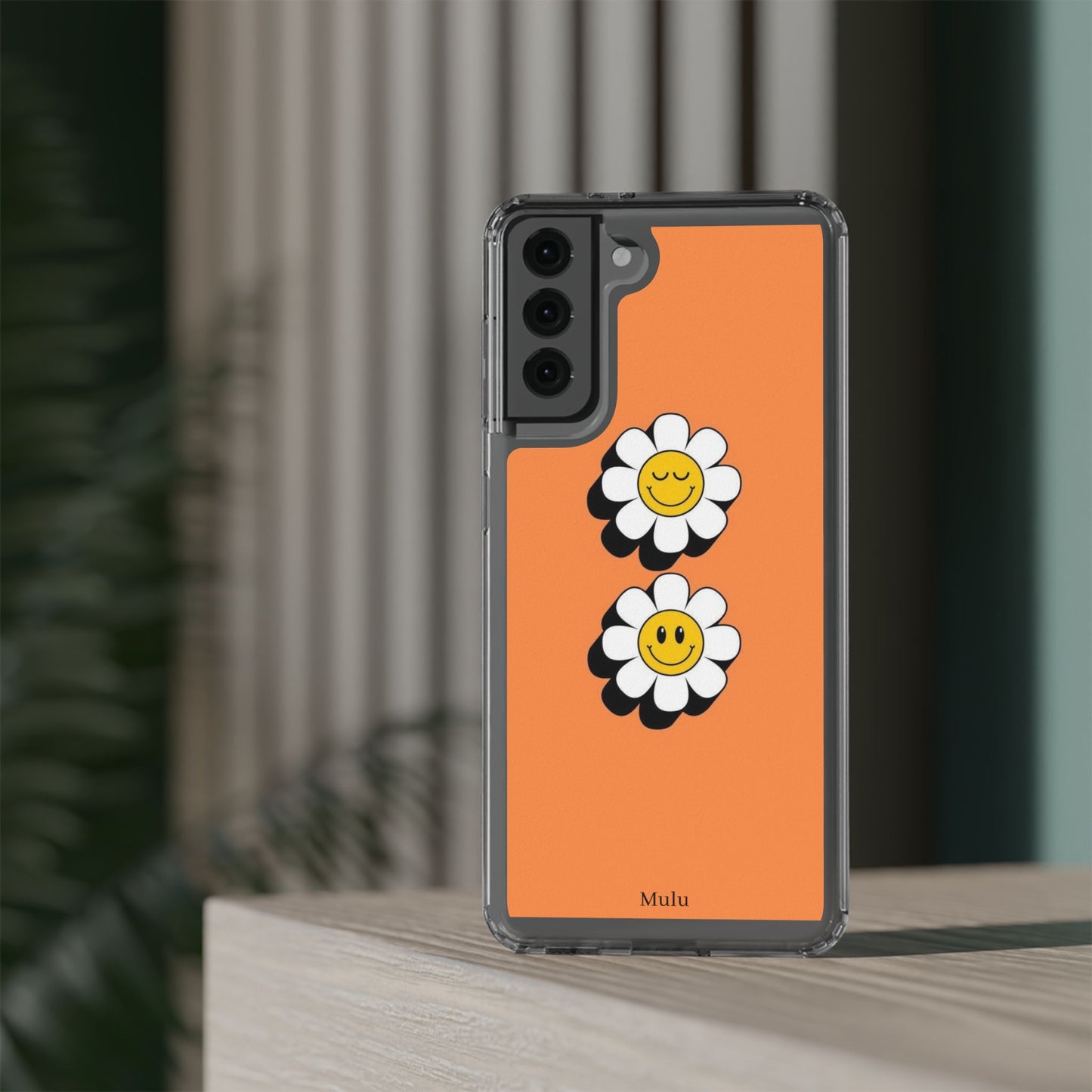 Phone Case — Orange Smiley Daisy Clear Impact‑Resistant Case