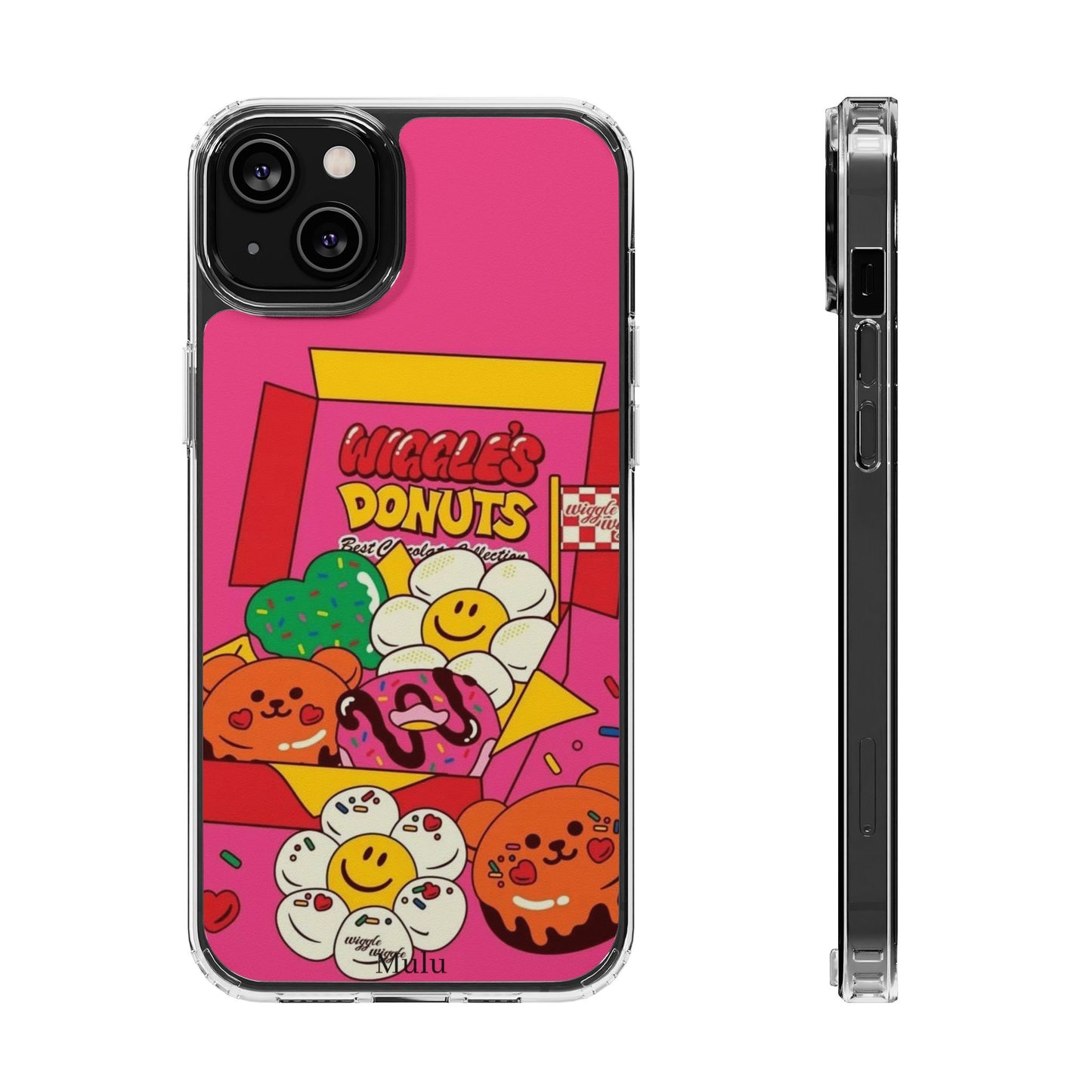 Donut Box Cute Phone Case — Clear Impact‑Resistant iPhone Cover with Smiling Donuts