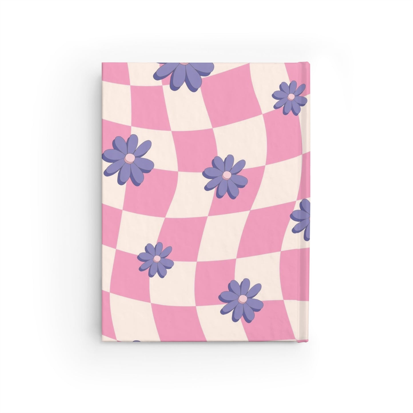 Ruled Journal — Pink Checker Daisy Notebook for Notes & Planning