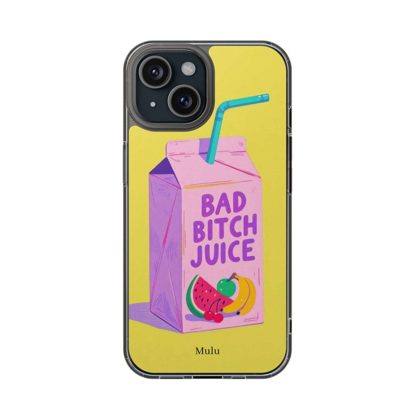 Clear Impact-Resistant Phone Case — "Bad Bitch Juice" Cartoon Juice Box Design