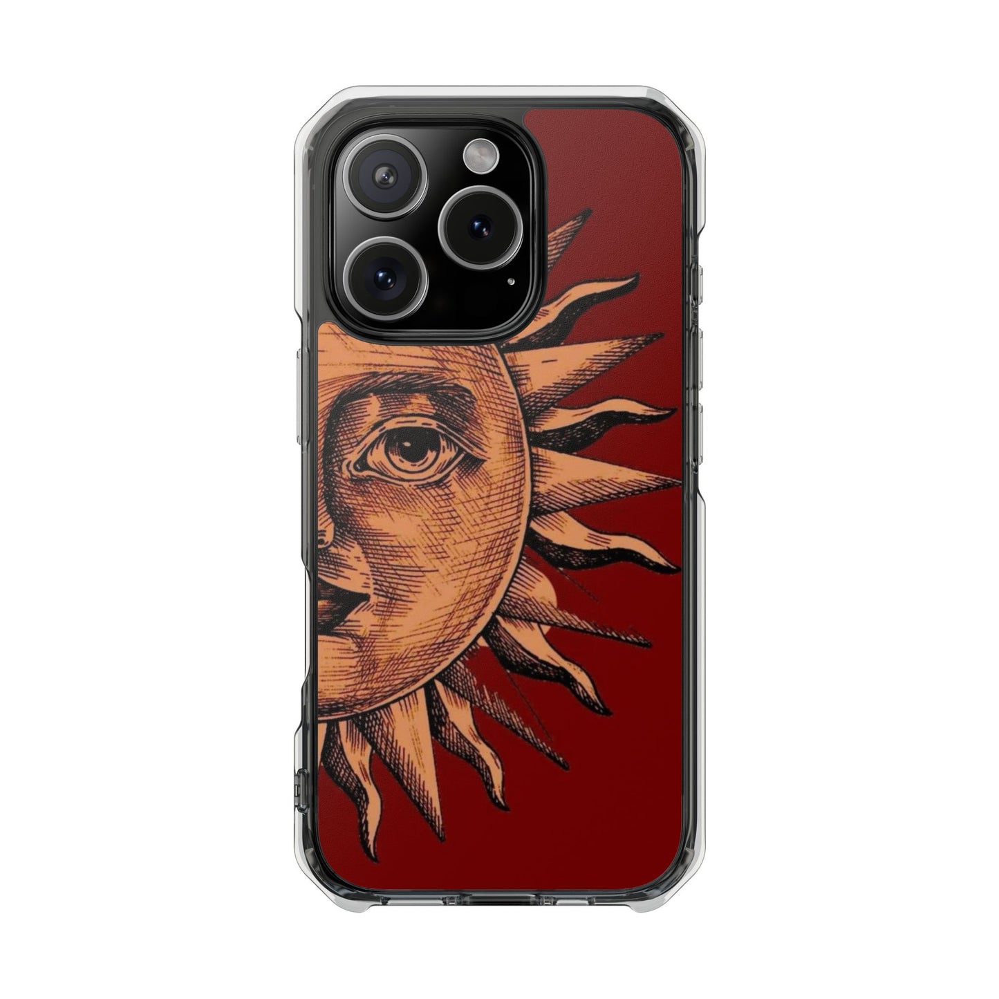 Vintage Sun Illustration Magnetic Clear Impact Phone Case