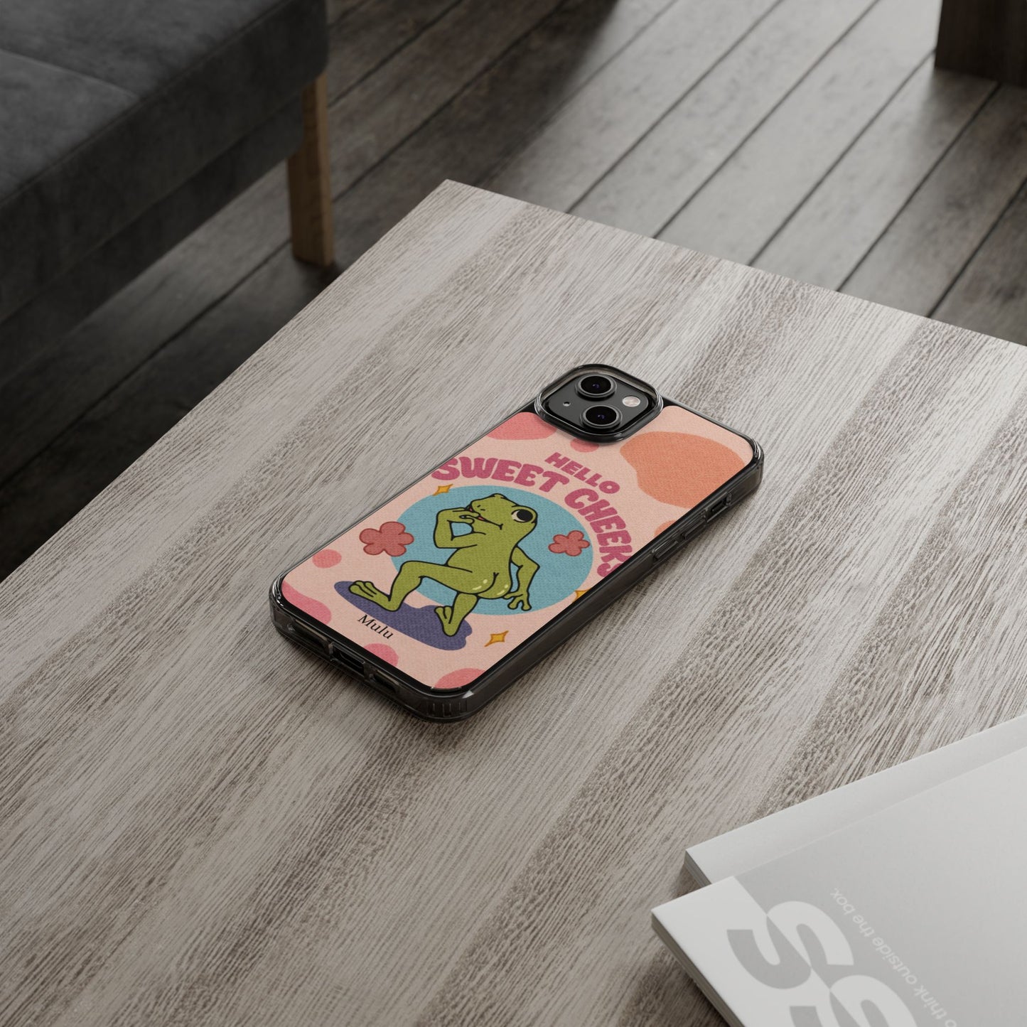 Clear Impact Phone Case — "Hello Sweet Cheeks" Retro Frog Design