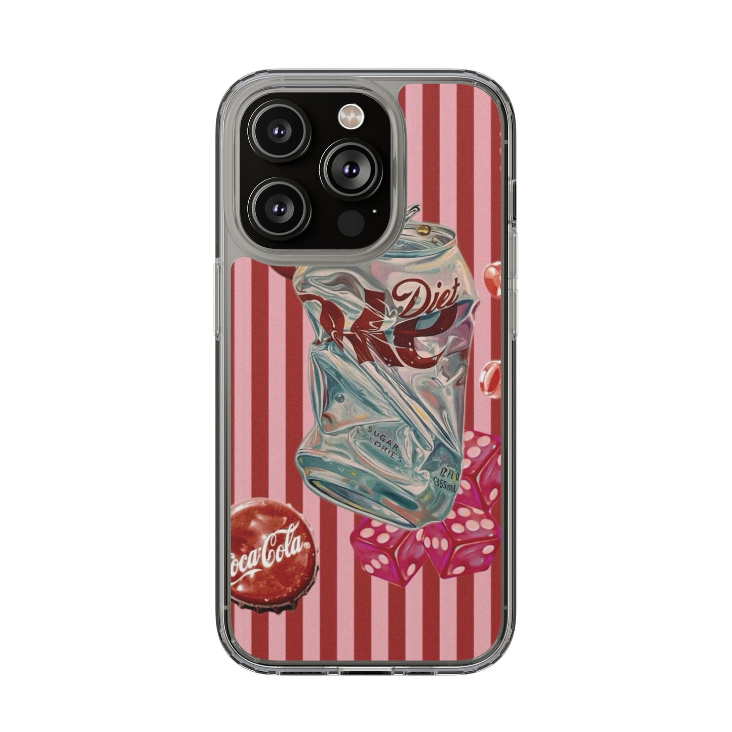Diet Cola Crush Clear Phone Case – Retro Soda Pop Design