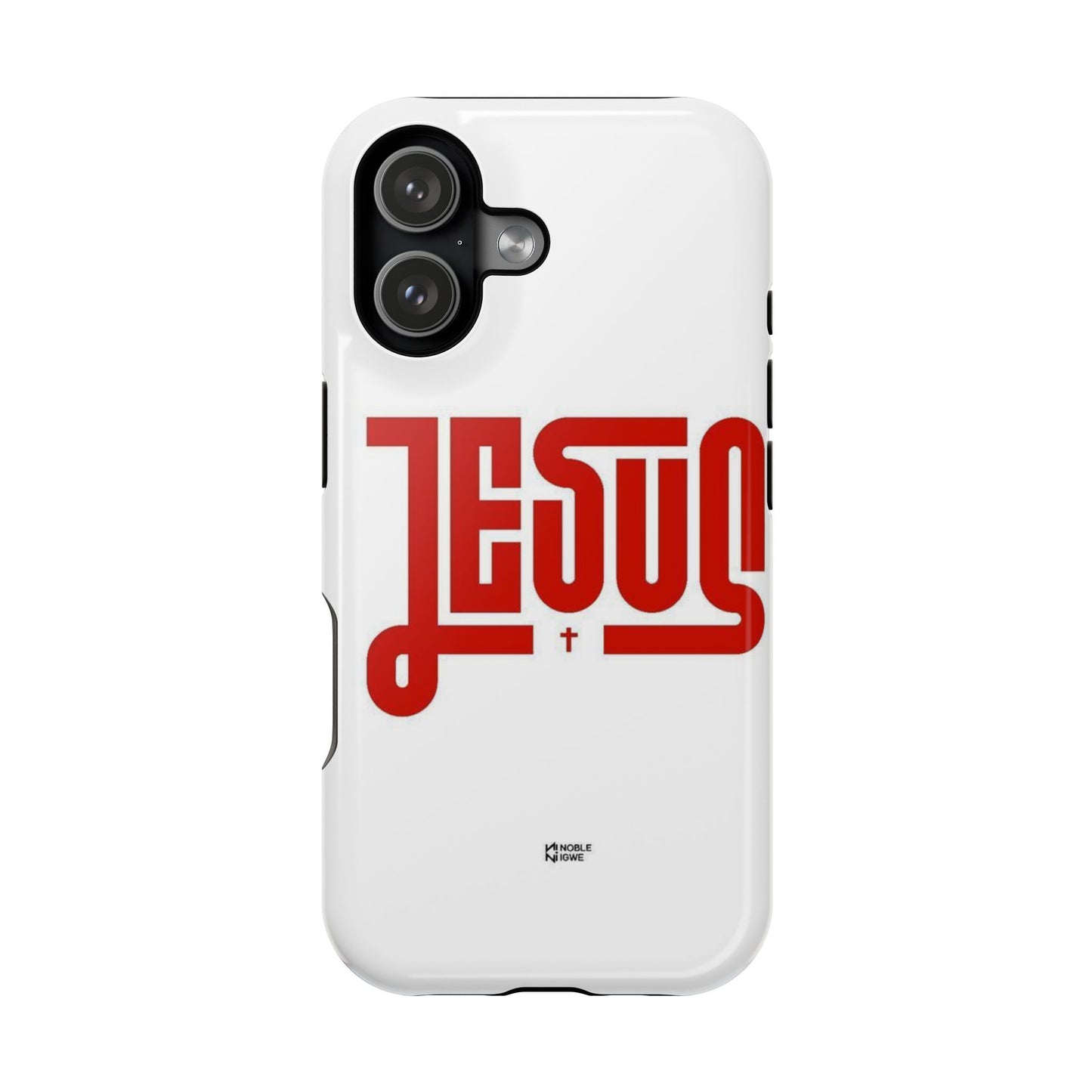 Jesus Magnetic Impact‑Resistant Phone Case — Bold Red Script Christian iPhone Cover