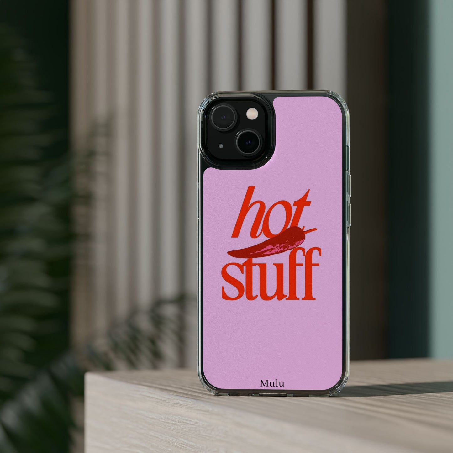 Hot Stuff Clear Impact Phone Case — Pink Retro Typography iPhone Cover