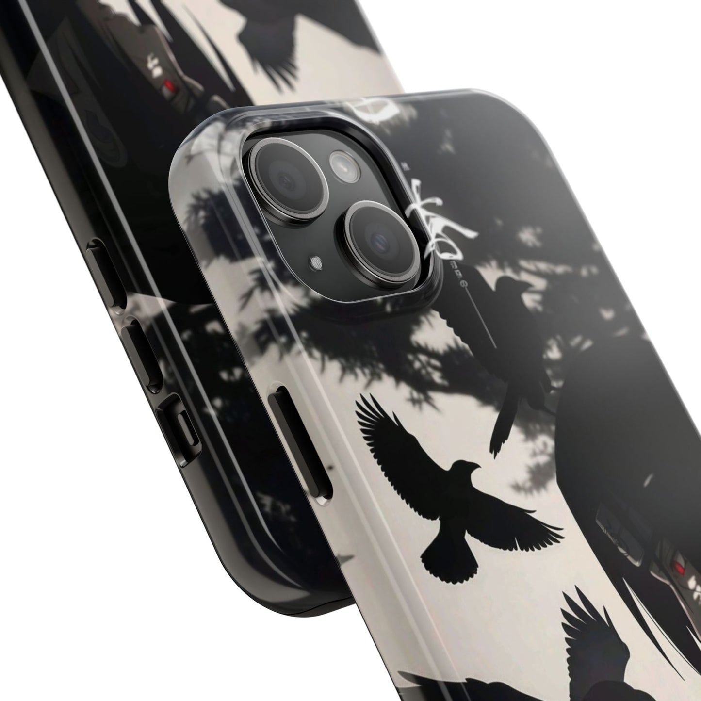 Anime Raven Silhouette Phone Case — Dark Red Eye Tough Protective Case