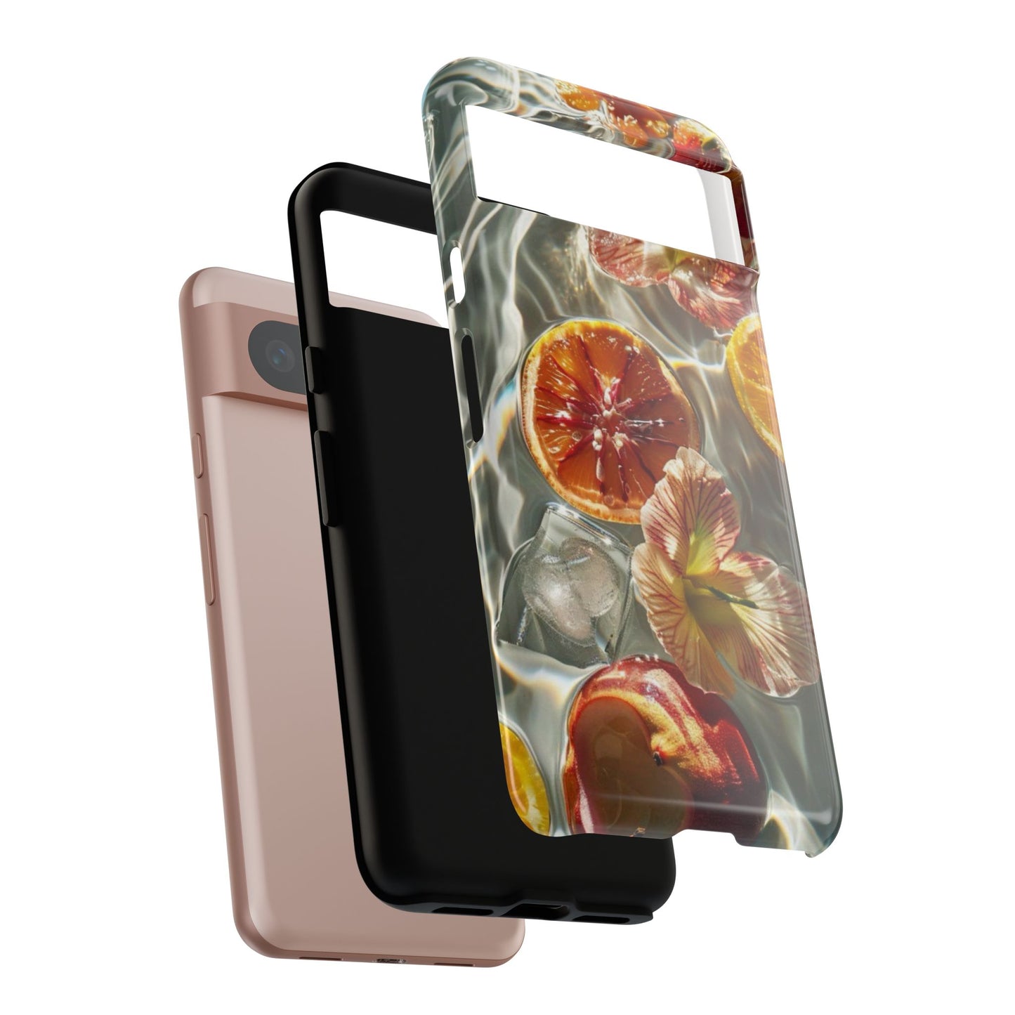 Citrus & Hibiscus Protective Phone Case – Summer Fruit Water Print Tough Case