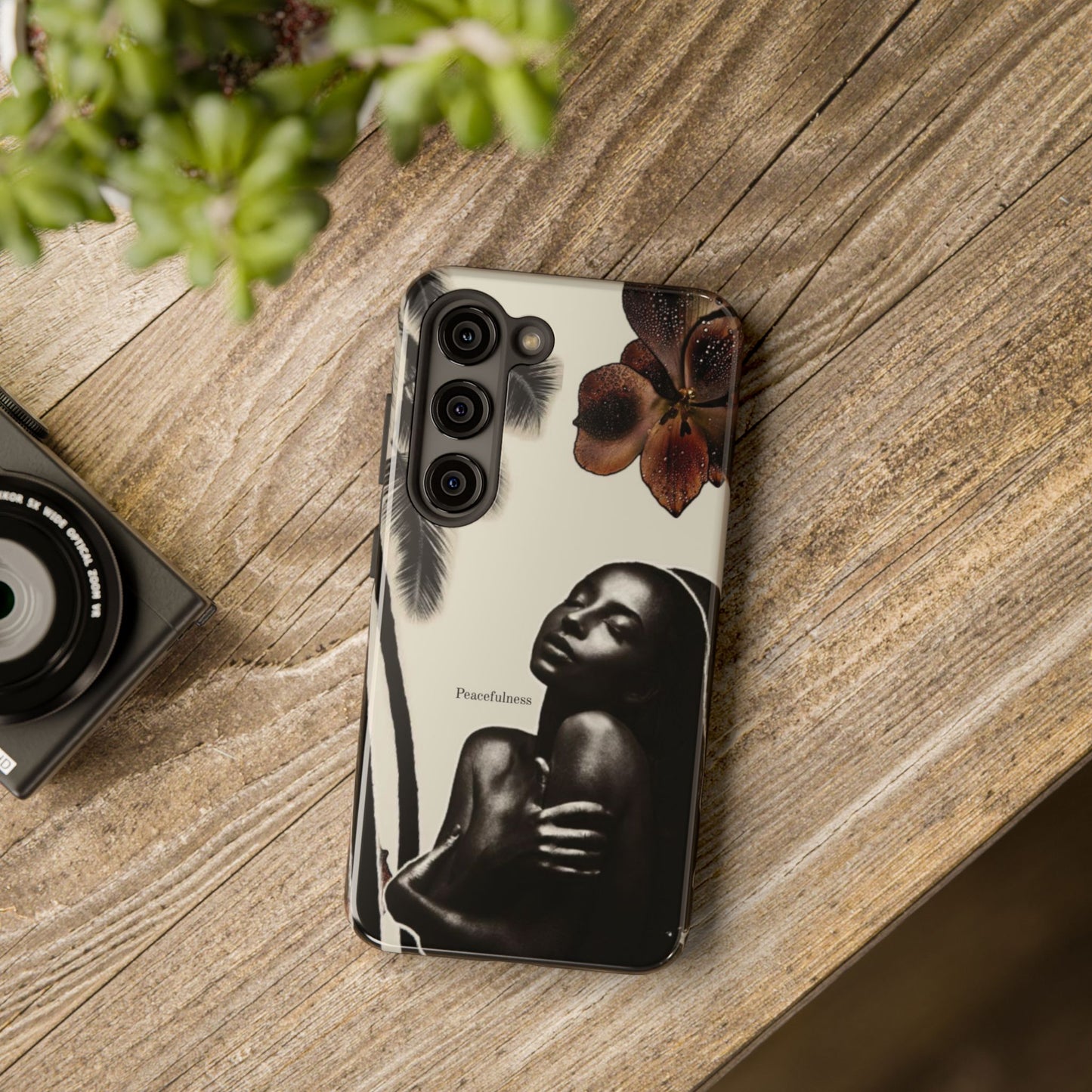 Tough Phone Case — "Peacefulness" Artistic Black Woman Floral Design