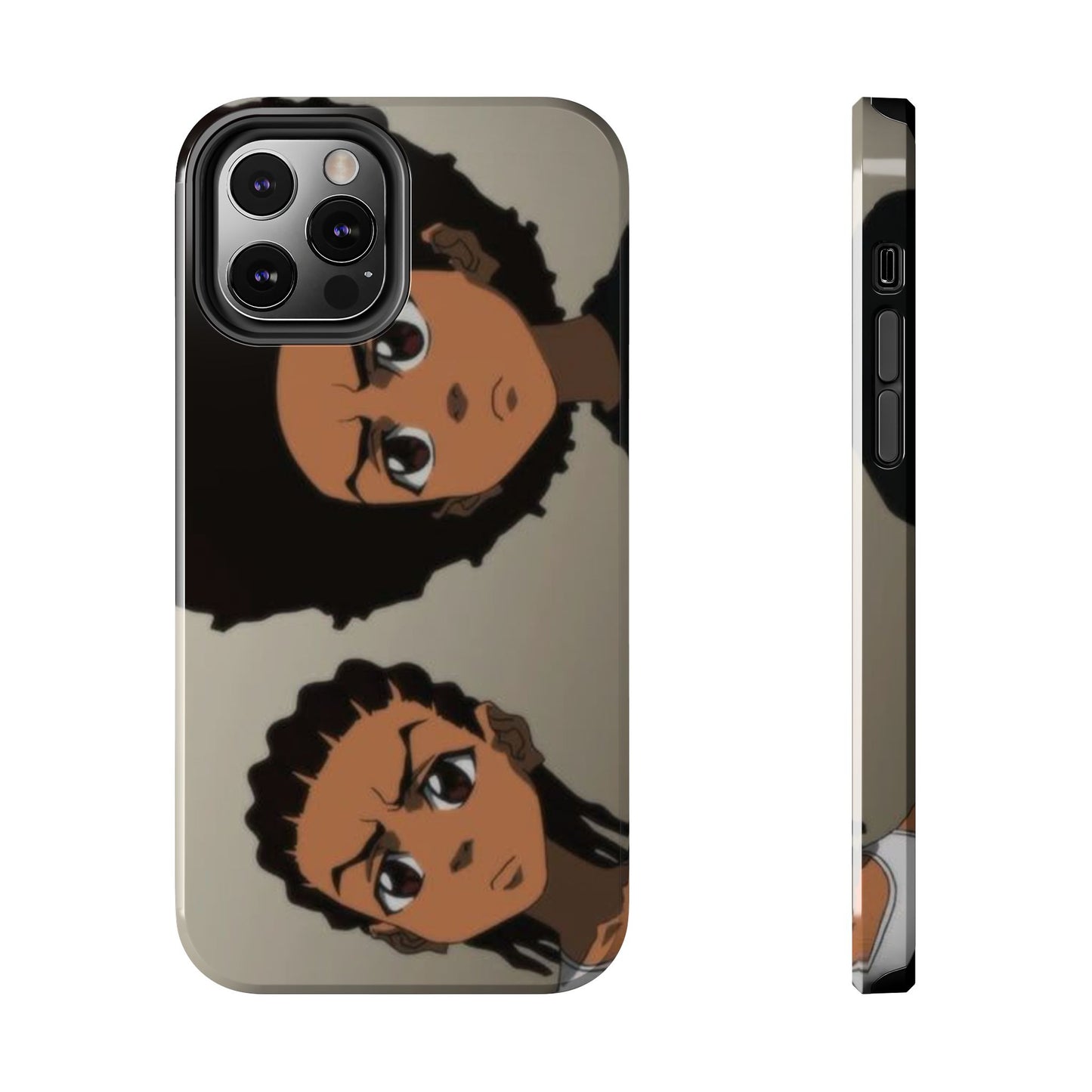 Tough Phone Case — Afro Anime Duo Face Design, Protective Shockproof Cover
