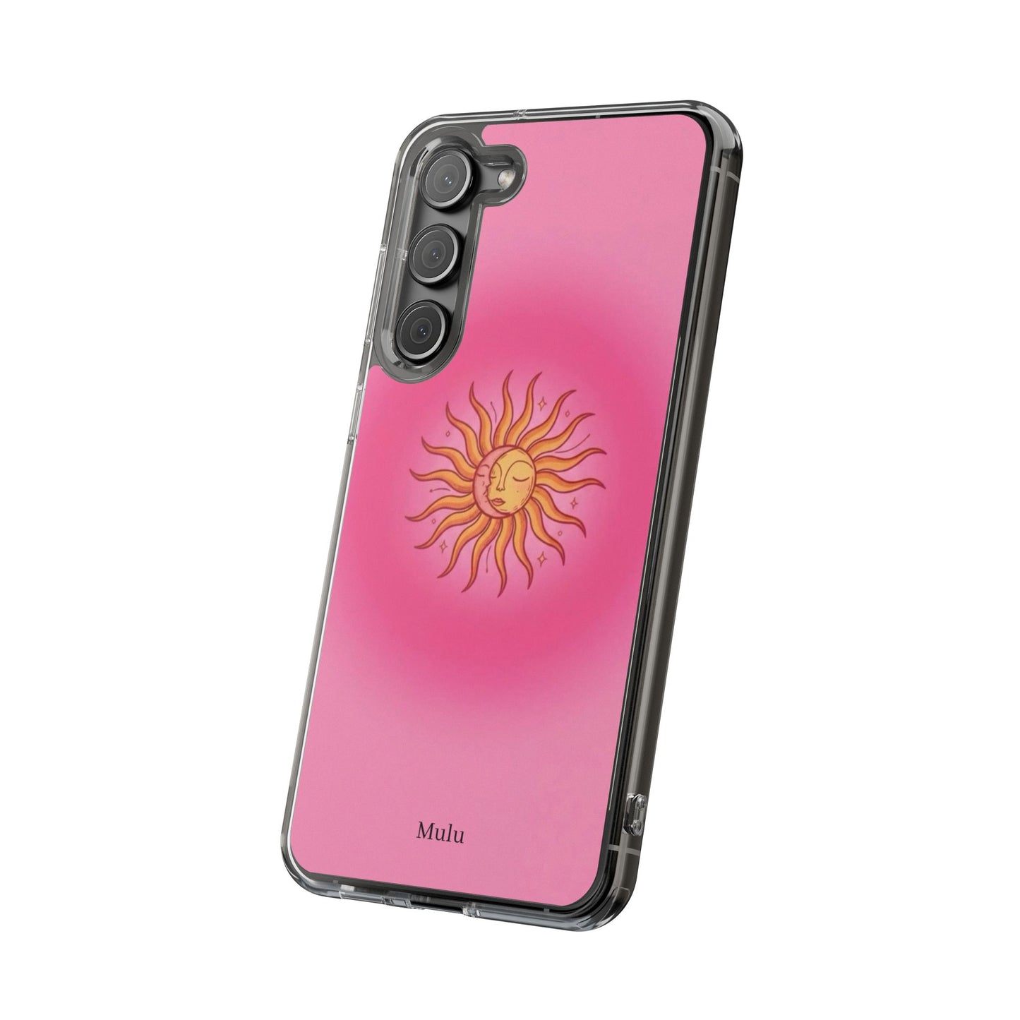 Pink Sun Phone Case — Radiant Sunburst Impact-Resistant Clear Case