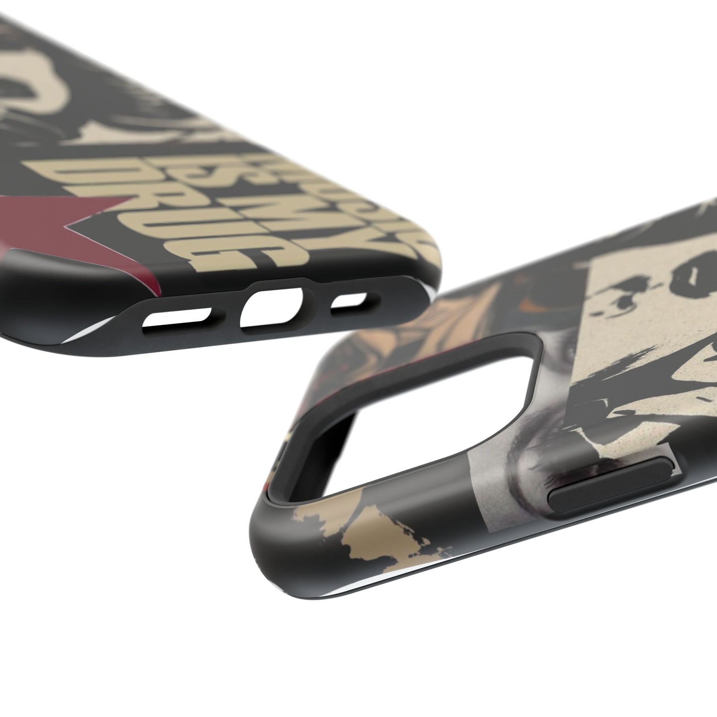 Magnetic Impact Phone Case — Retro Pop Art "Music Is My Drug" Design