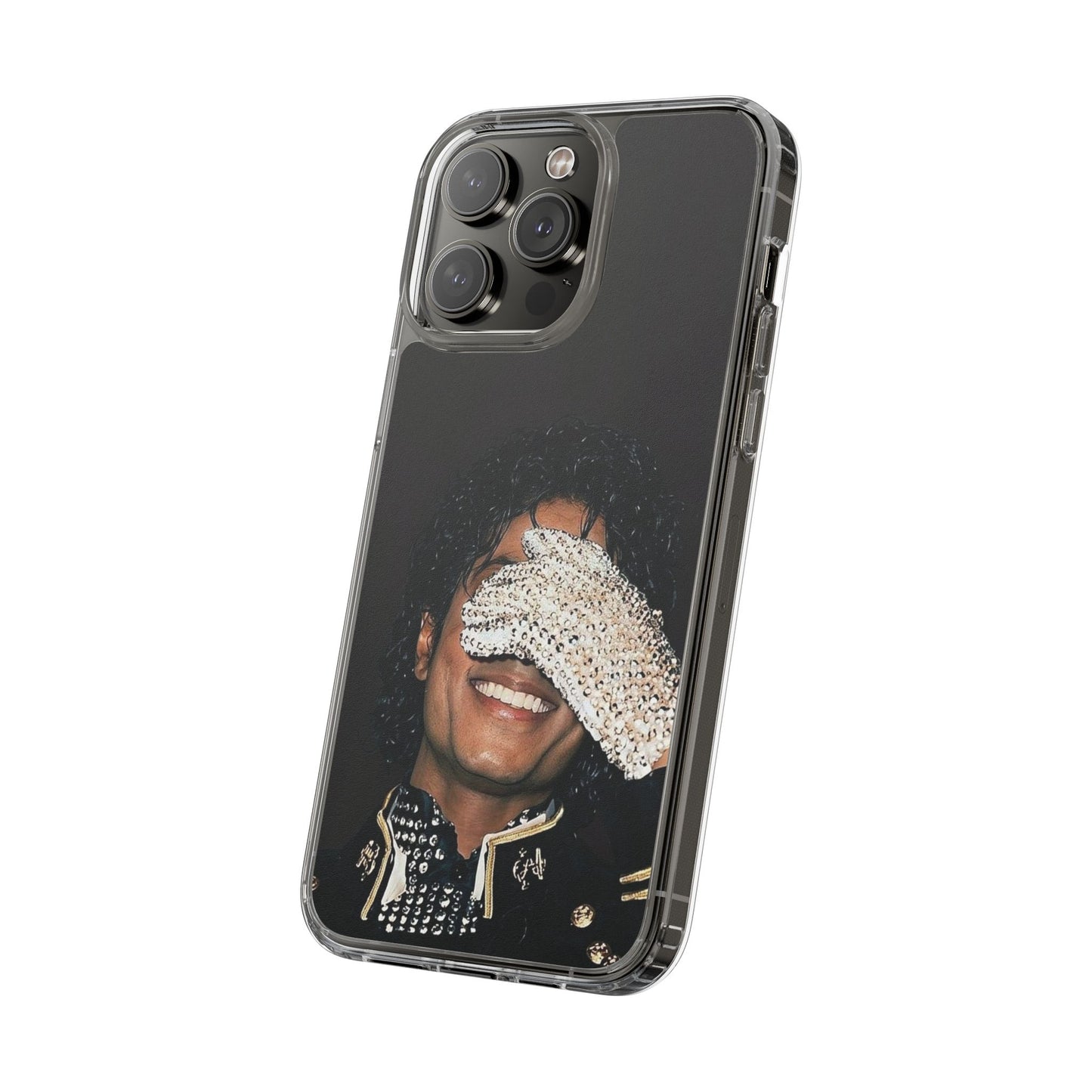 Michael Jackson Smiling Portrait Clear Phone Case — Retro Pop Icon Design