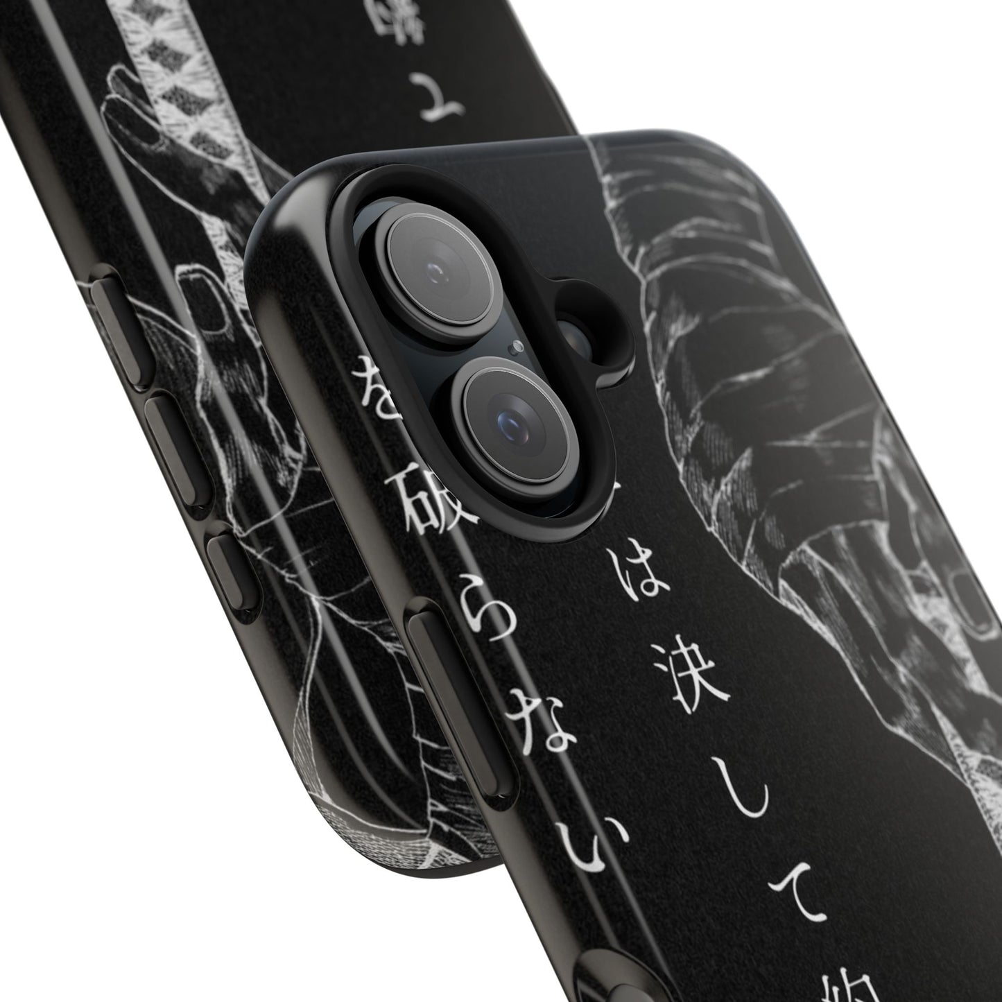 Samurai Vow Tough Phone Case — Black Katana Design with Japanese Text