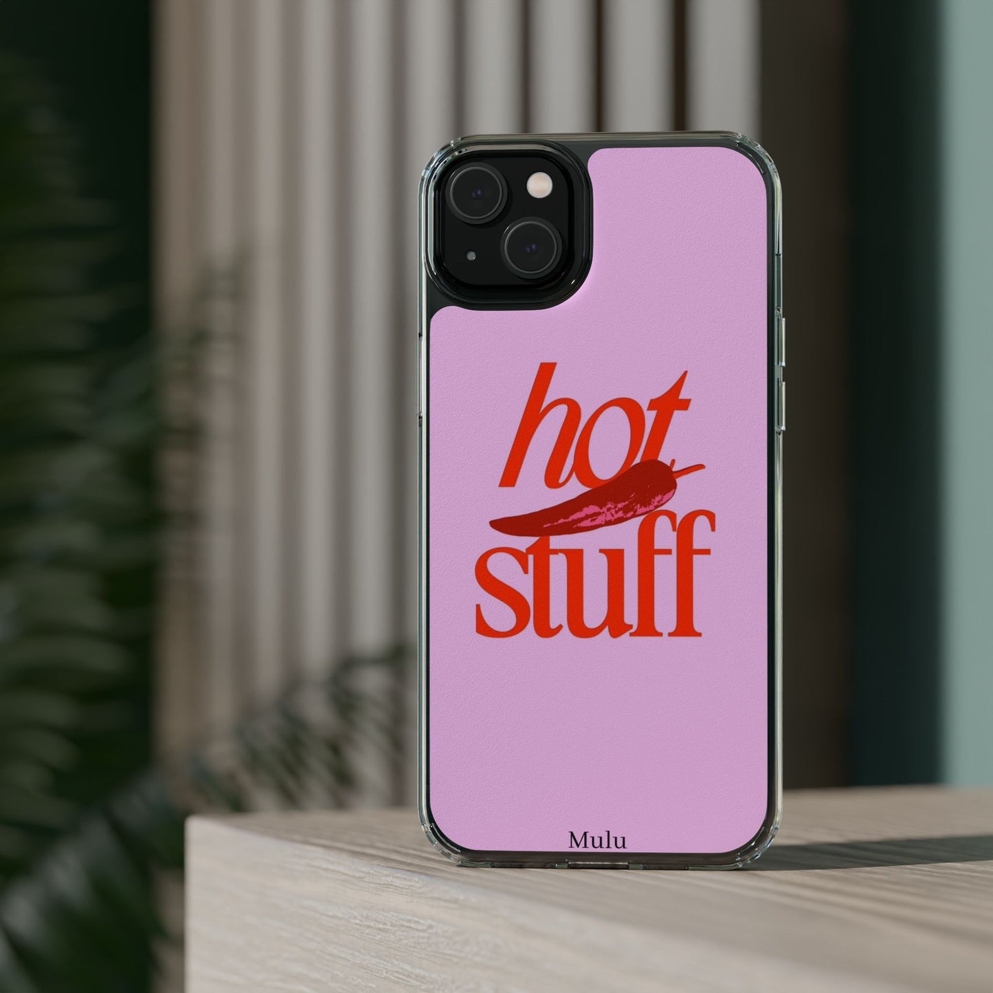 Hot Stuff Clear Impact Phone Case — Pink Retro Typography iPhone Cover