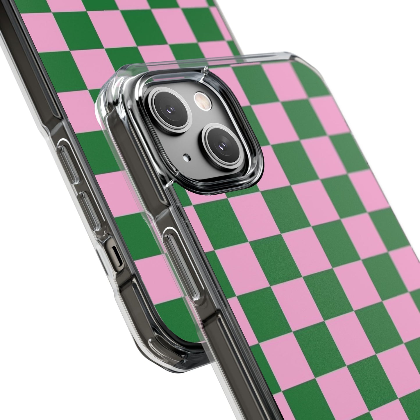 Pink & Green Checkerboard Magnetic Clear Phone Case